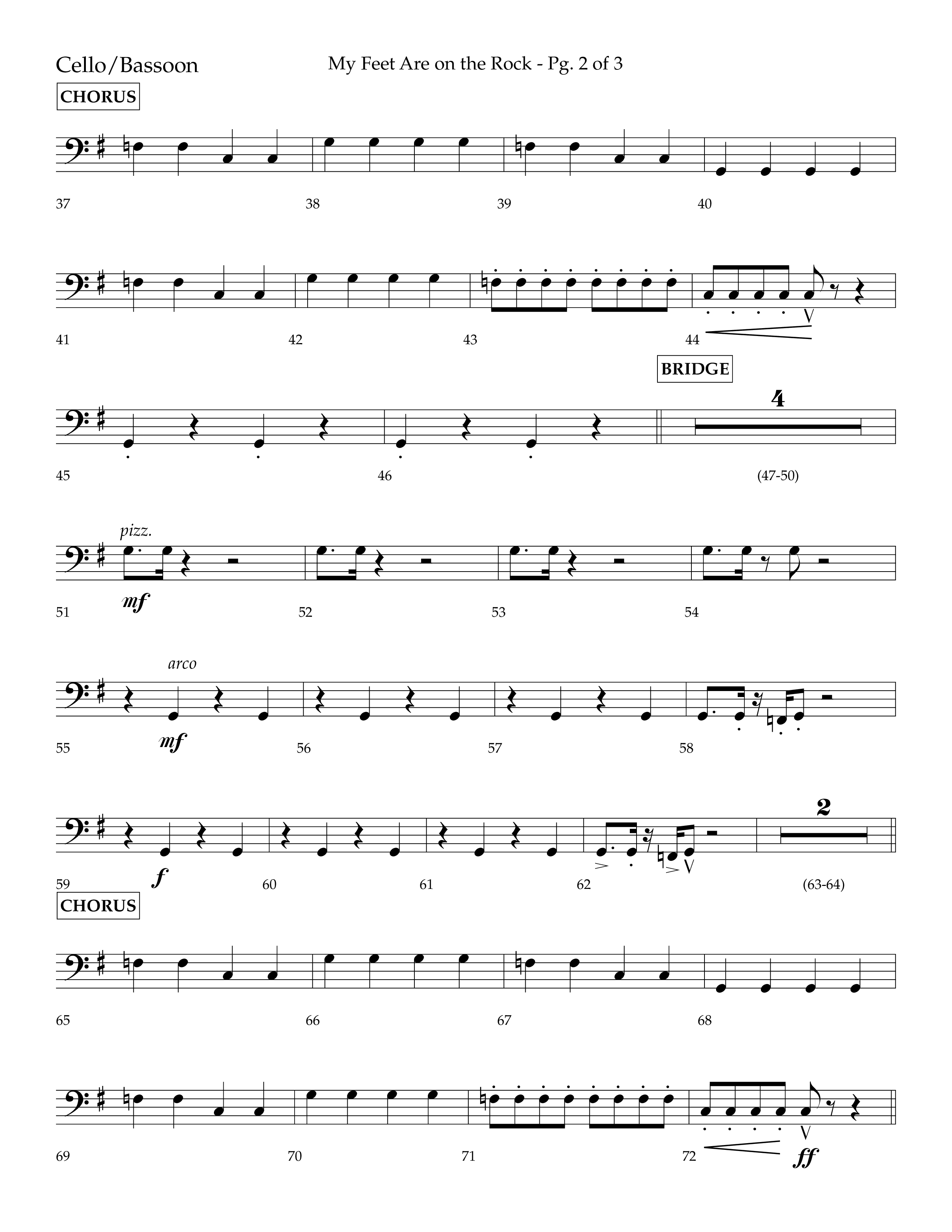 My Feet Are On The Rock (Choral Anthem SATB) Cello (Lifeway Choral / Arr. Daniel Semsen)