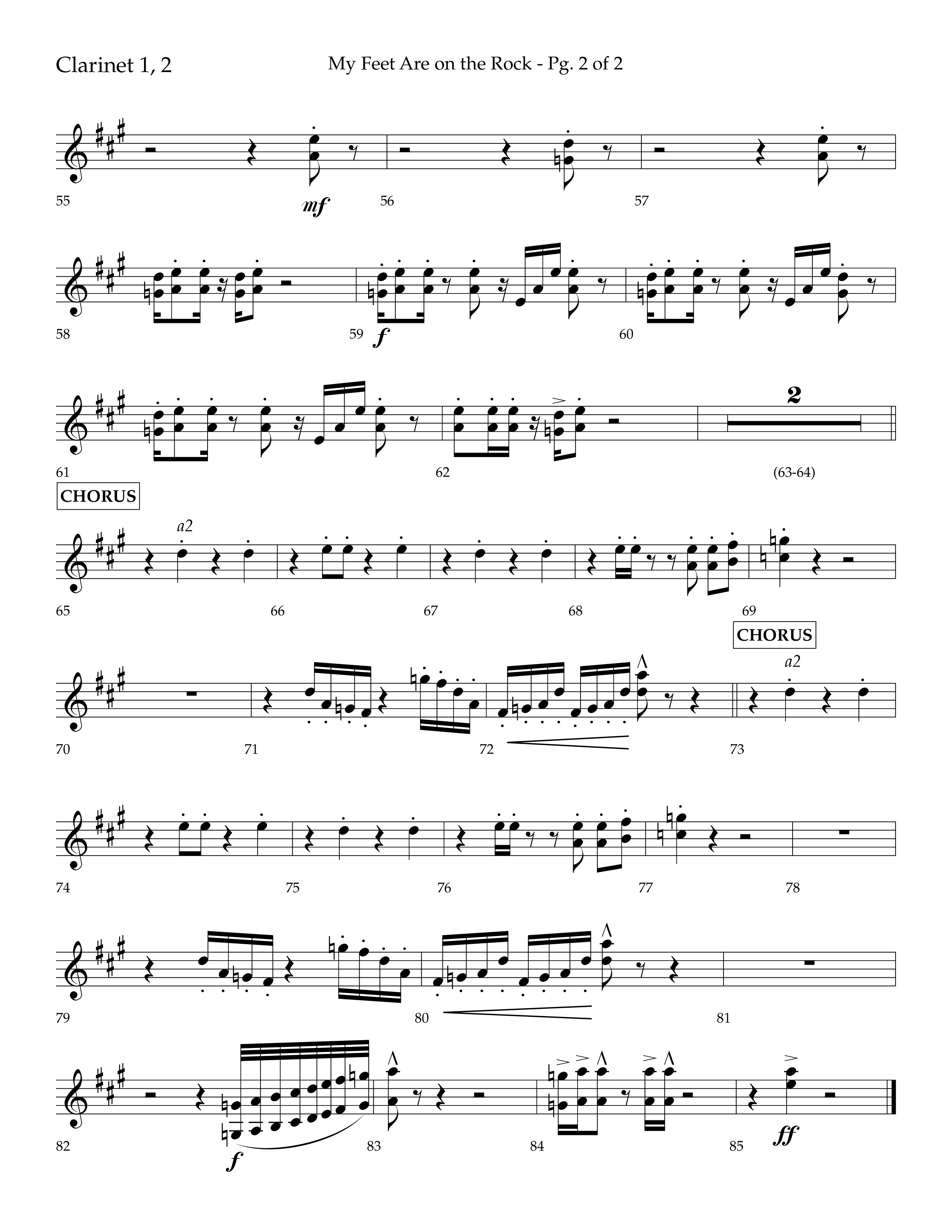 My Feet Are On The Rock (Choral Anthem SATB) Clarinet 1/2 (Lifeway Choral / Arr. Daniel Semsen)