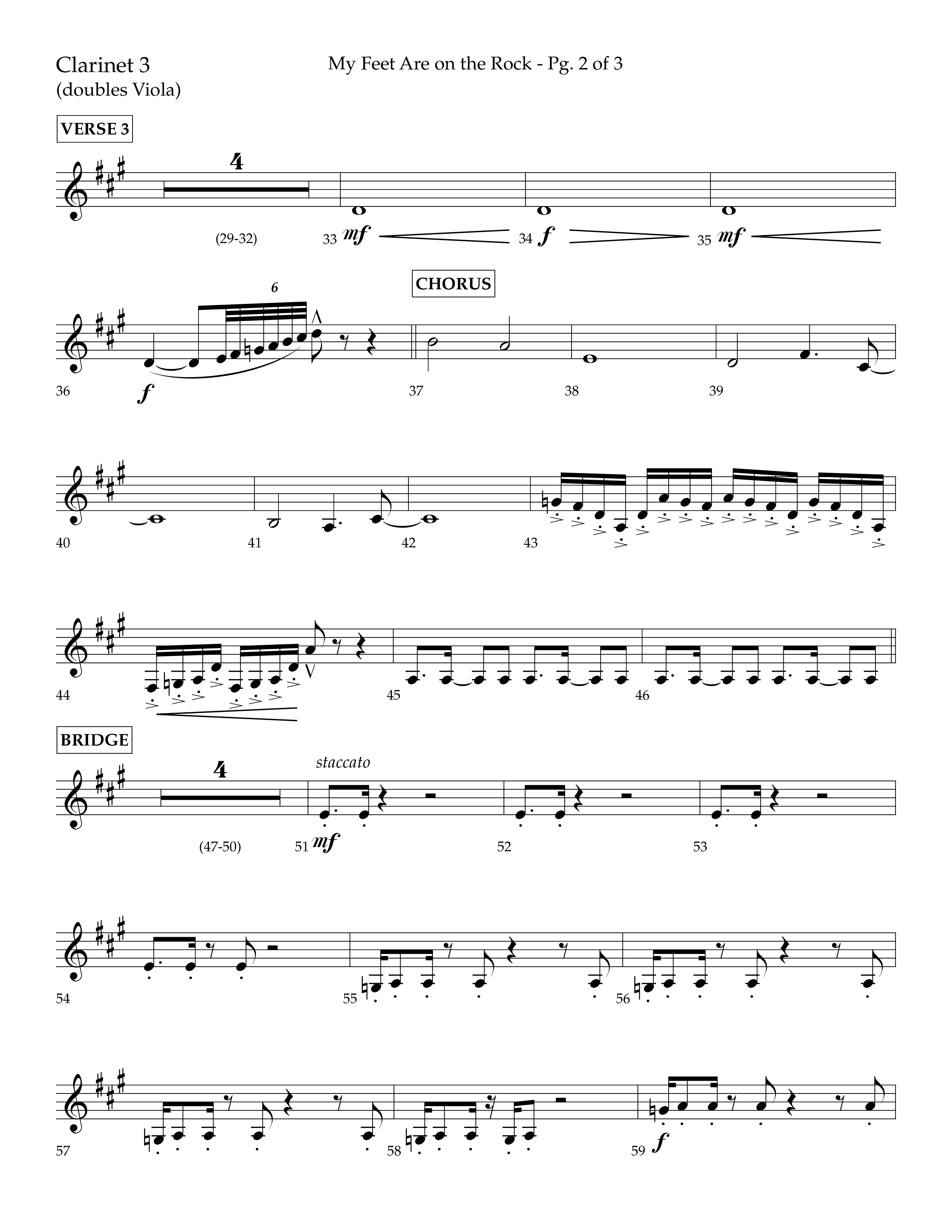 My Feet Are On The Rock (Choral Anthem SATB) Clarinet 3 (Lifeway Choral / Arr. Daniel Semsen)