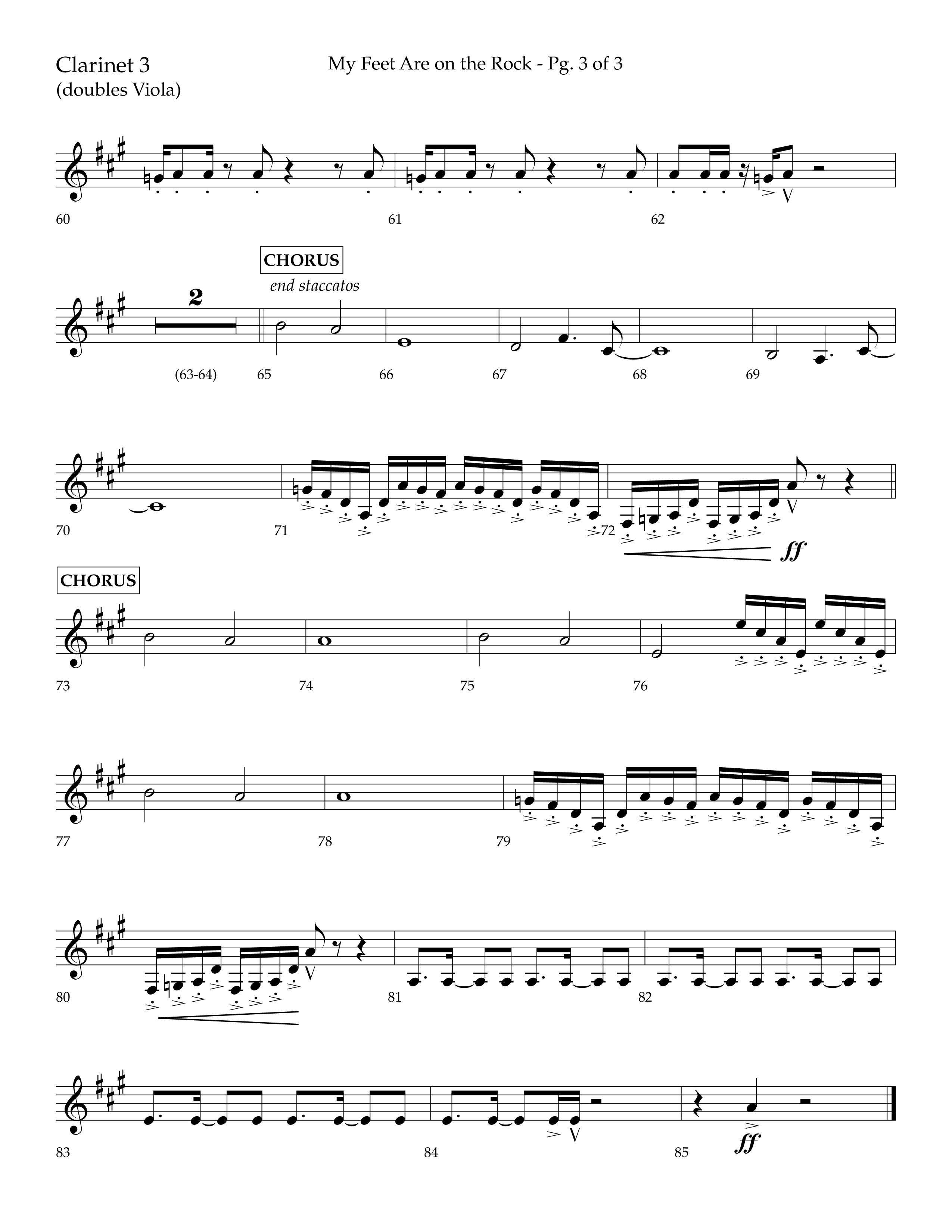 My Feet Are On The Rock (Choral Anthem SATB) Clarinet 3 (Lifeway Choral / Arr. Daniel Semsen)
