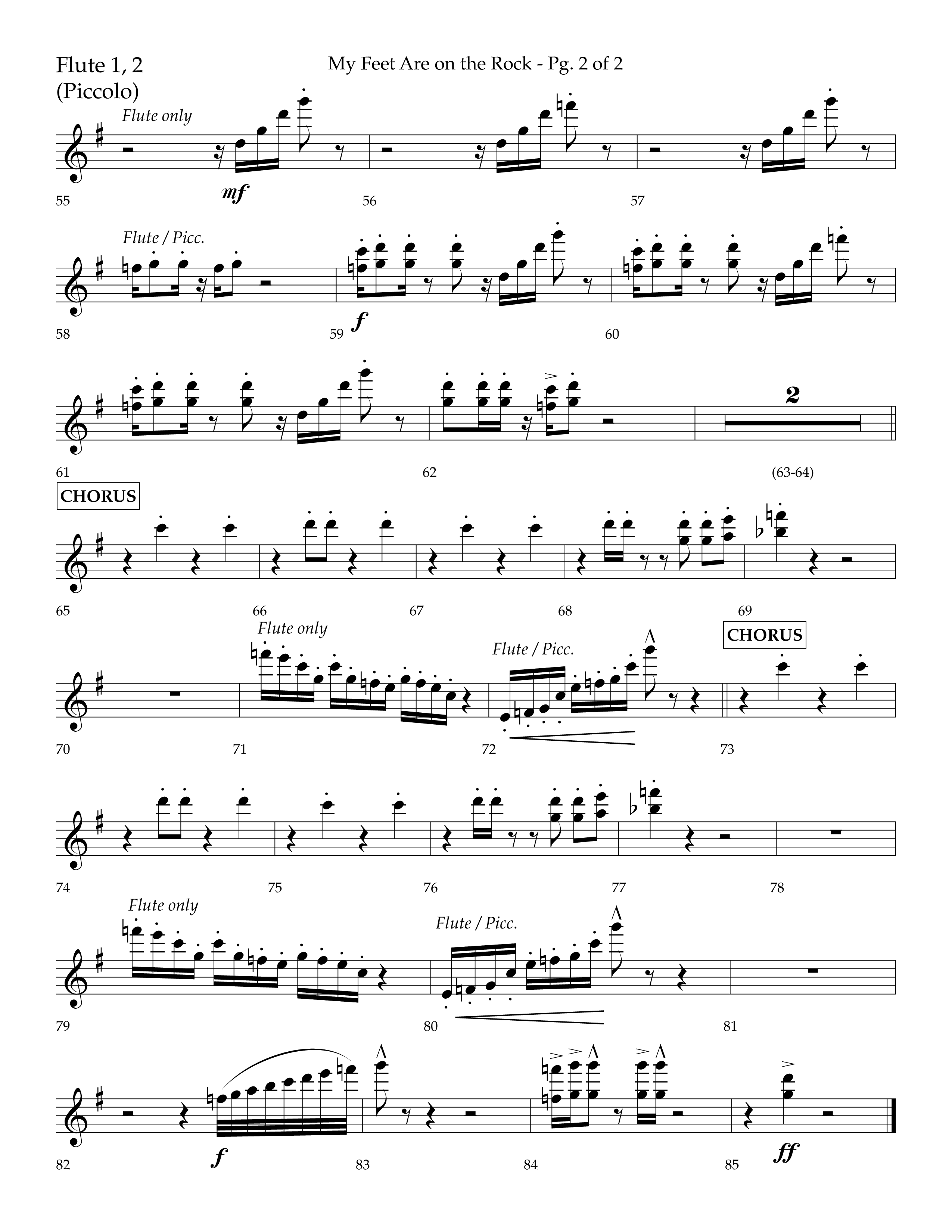 My Feet Are On The Rock (Choral Anthem SATB) Flute 1/2 (Lifeway Choral / Arr. Daniel Semsen)