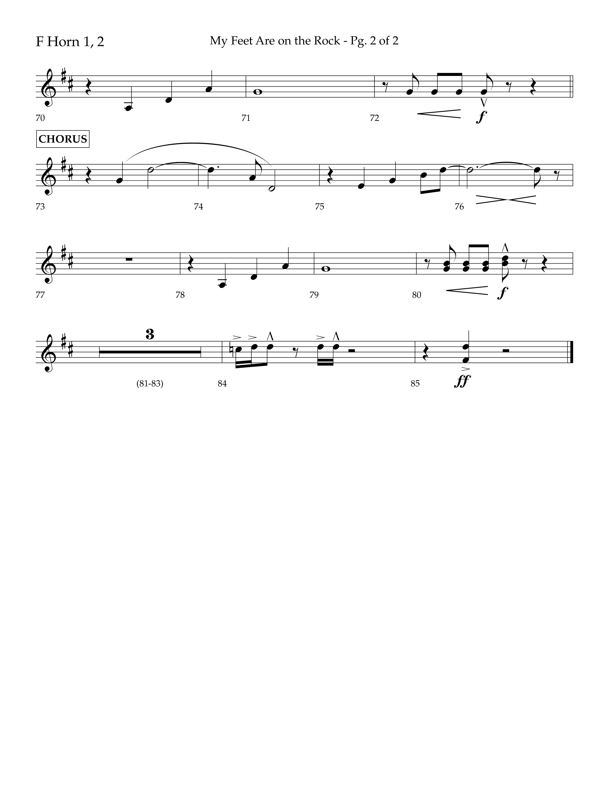 My Feet Are On The Rock (Choral Anthem SATB) French Horn 1/2 (Lifeway Choral / Arr. Daniel Semsen)