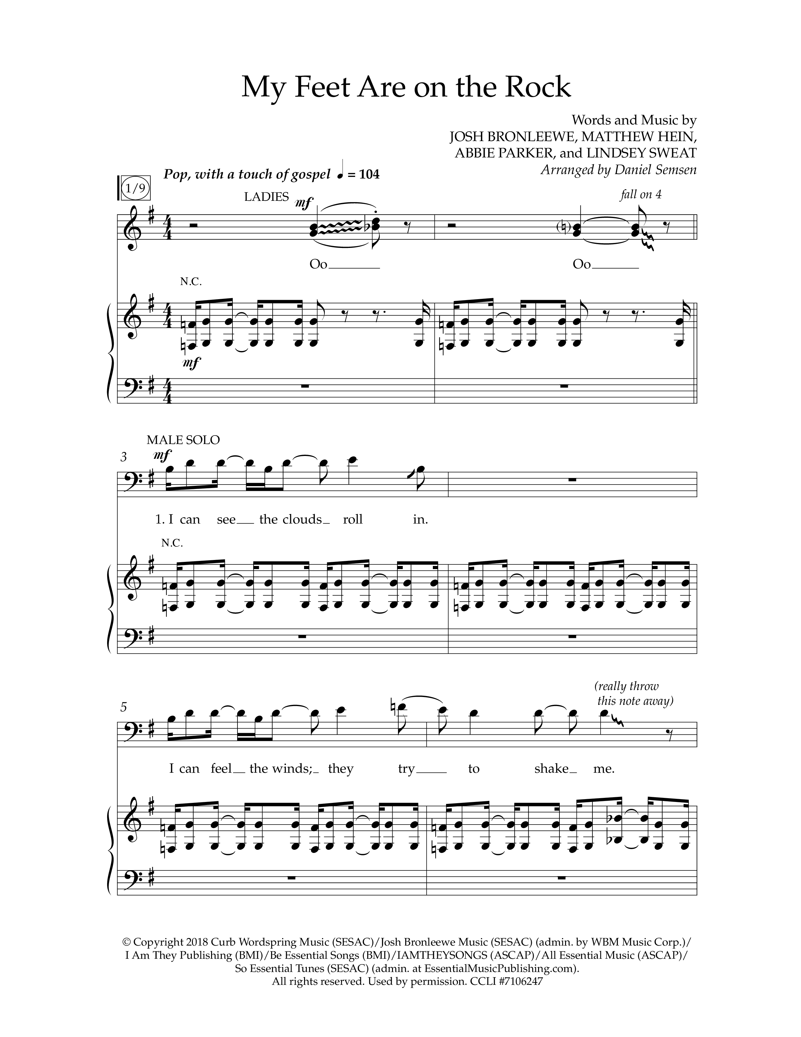 My Feet Are On The Rock (Choral Anthem SATB) Anthem (SATB/Piano) (Lifeway Choral / Arr. Daniel Semsen)