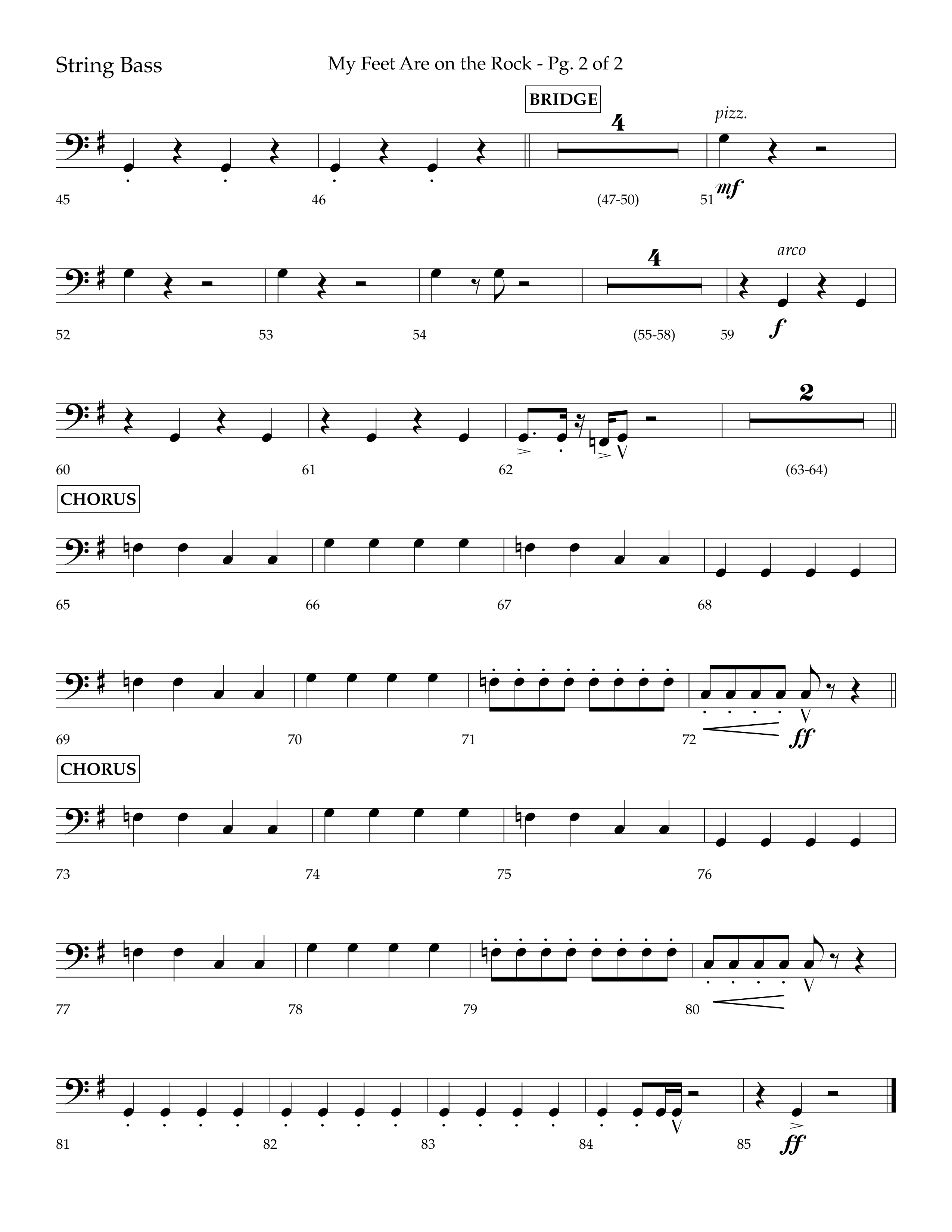 My Feet Are On The Rock (Choral Anthem SATB) String Bass (Lifeway Choral / Arr. Daniel Semsen)