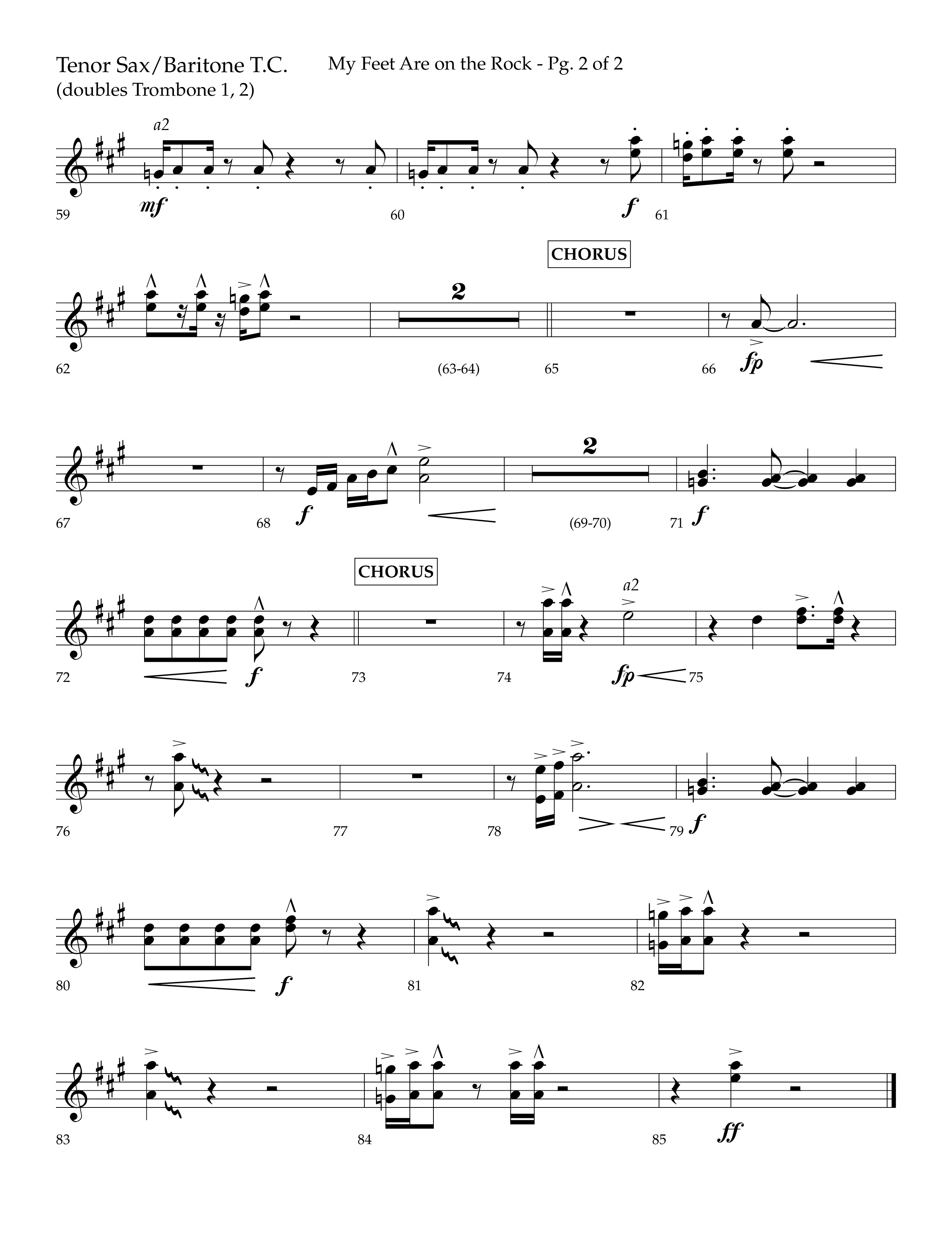 My Feet Are On The Rock (Choral Anthem SATB) Tenor Sax/Baritone T.C. (Lifeway Choral / Arr. Daniel Semsen)