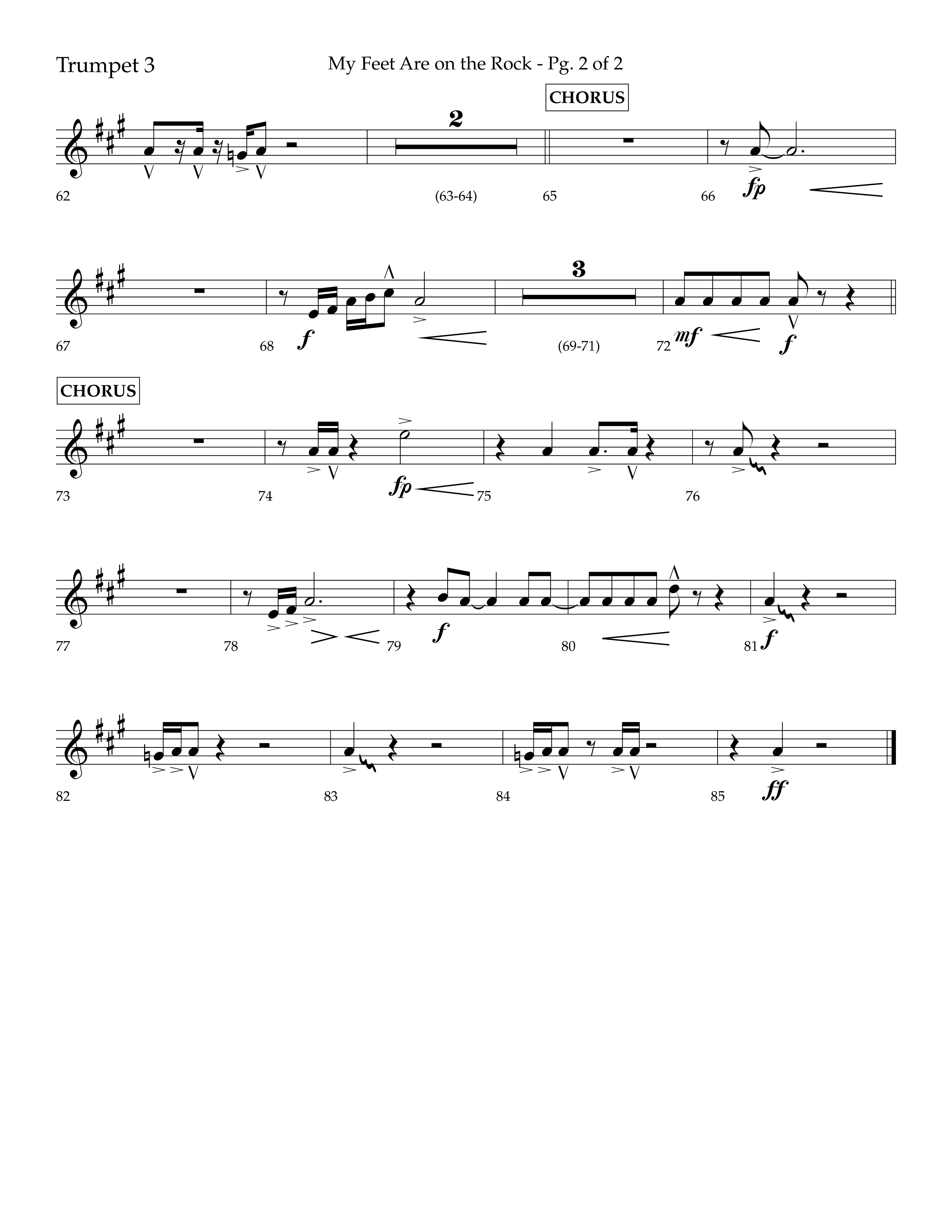 My Feet Are On The Rock (Choral Anthem SATB) Trumpet 3 (Lifeway Choral / Arr. Daniel Semsen)