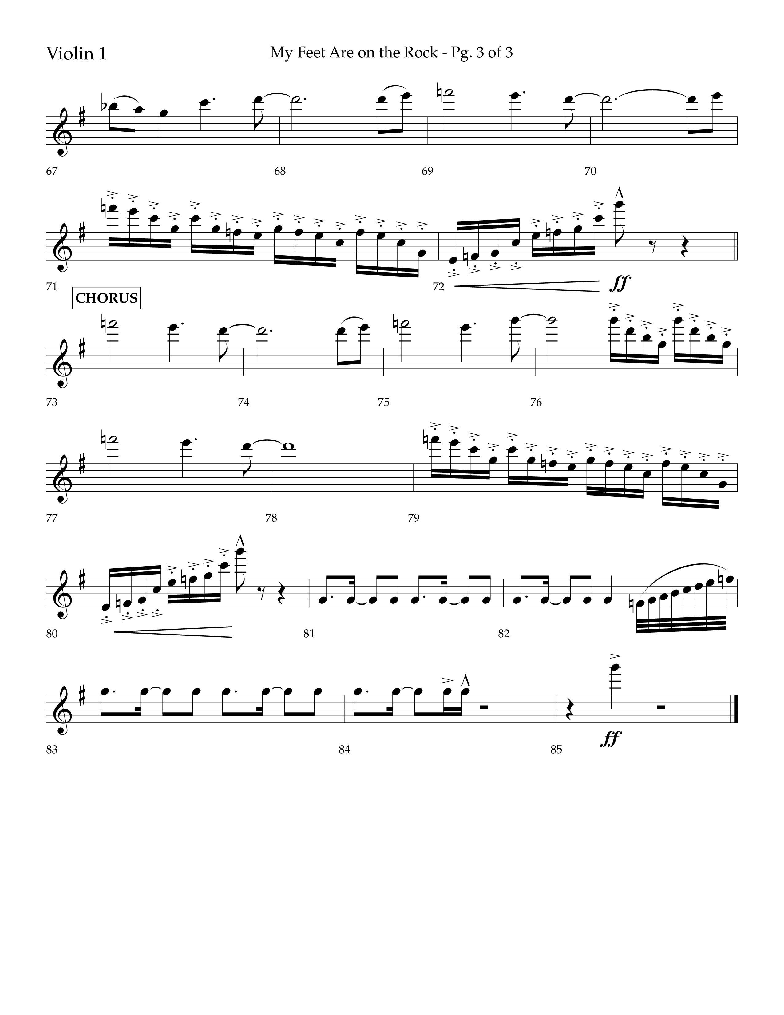 My Feet Are On The Rock (Choral Anthem SATB) Violin 1 (Lifeway Choral / Arr. Daniel Semsen)