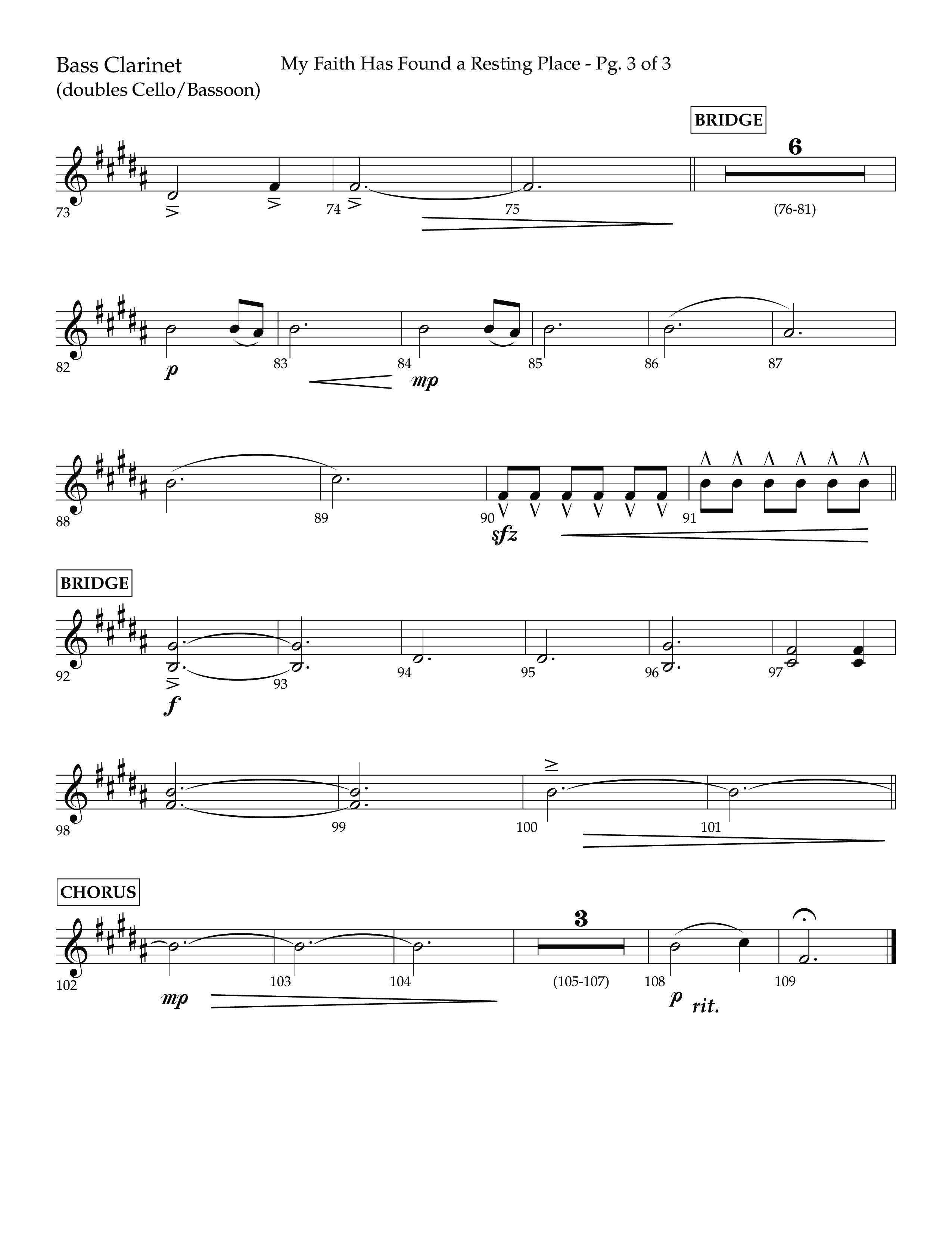 My Faith Has Found a Resting Place (Forever Found) (Choral Anthem SATB) Bass Clarinet (Lifeway Choral / Arr. John Bolin / Orch. Cliff Duren)