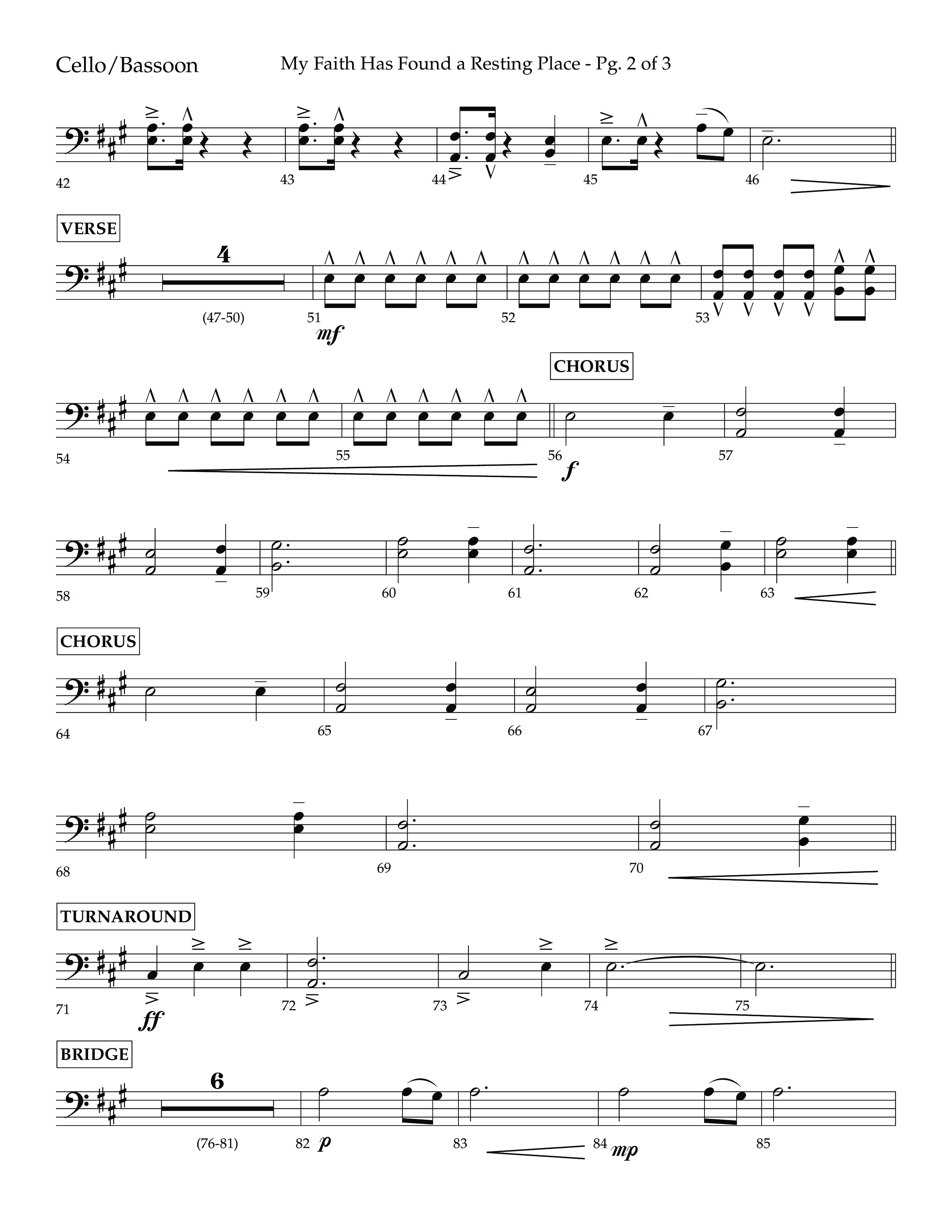 My Faith Has Found a Resting Place (Forever Found) (Choral Anthem SATB) Cello (Lifeway Choral / Arr. John Bolin / Orch. Cliff Duren)