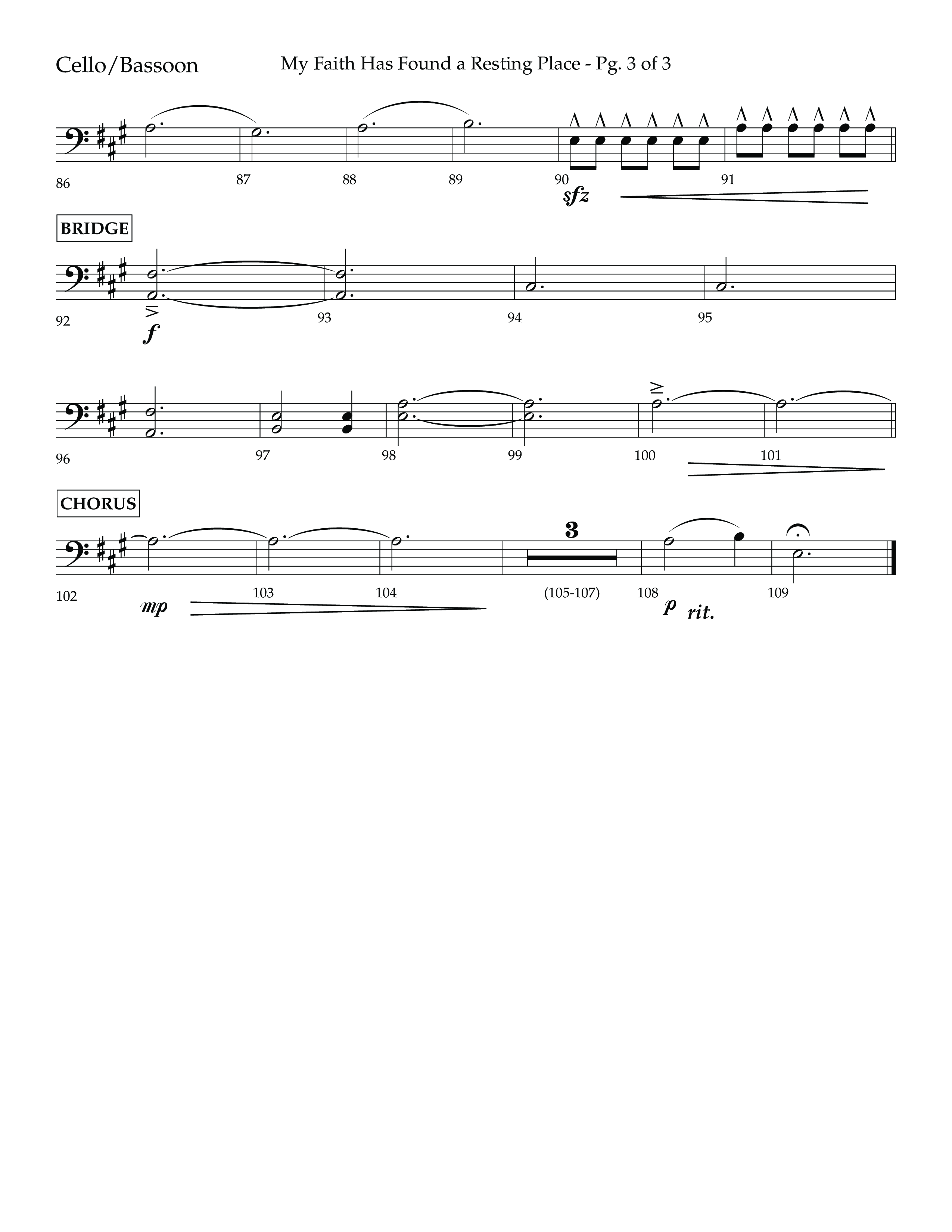 My Faith Has Found a Resting Place (Forever Found) (Choral Anthem SATB) Cello (Lifeway Choral / Arr. John Bolin / Orch. Cliff Duren)