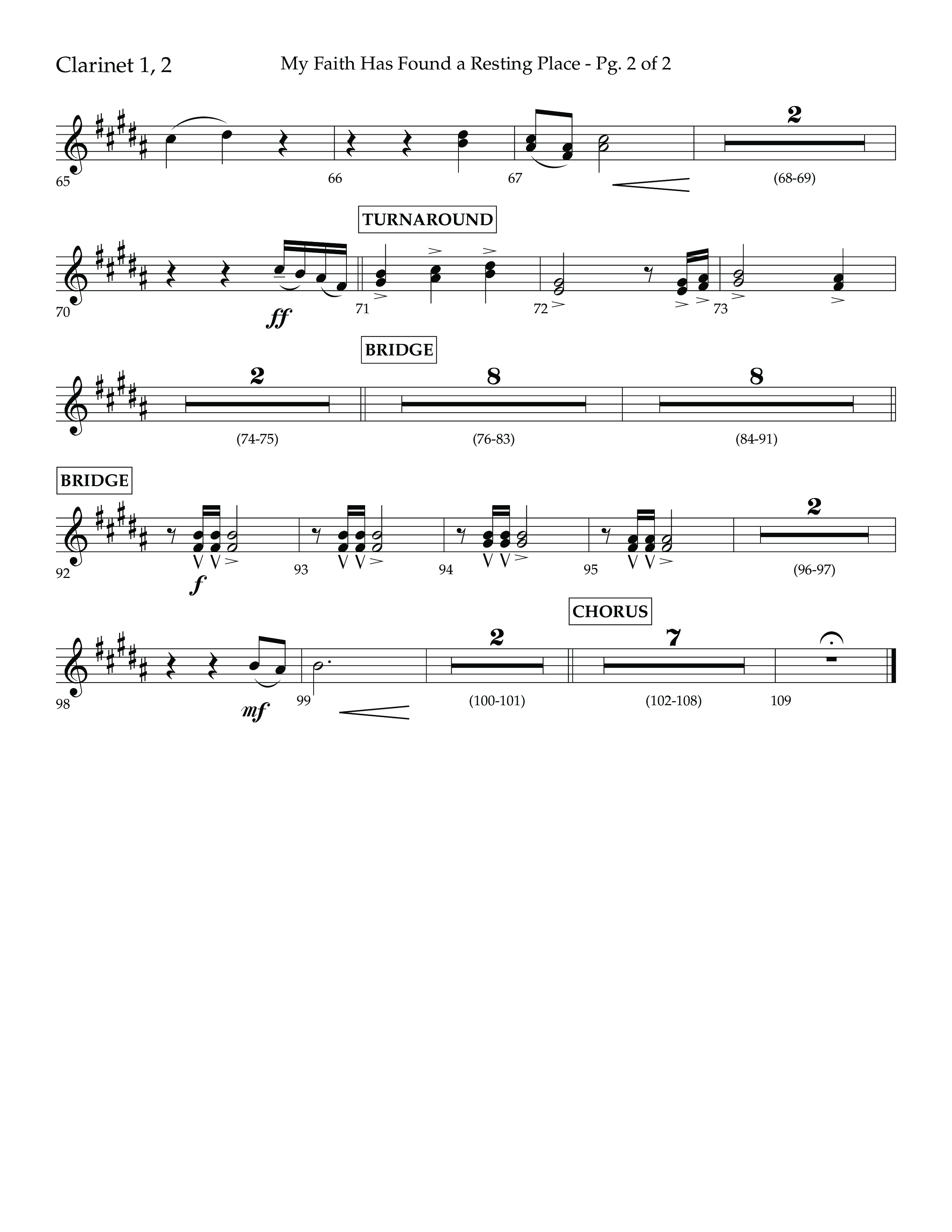 My Faith Has Found a Resting Place (Forever Found) (Choral Anthem SATB) Clarinet 1/2 (Lifeway Choral / Arr. John Bolin / Orch. Cliff Duren)