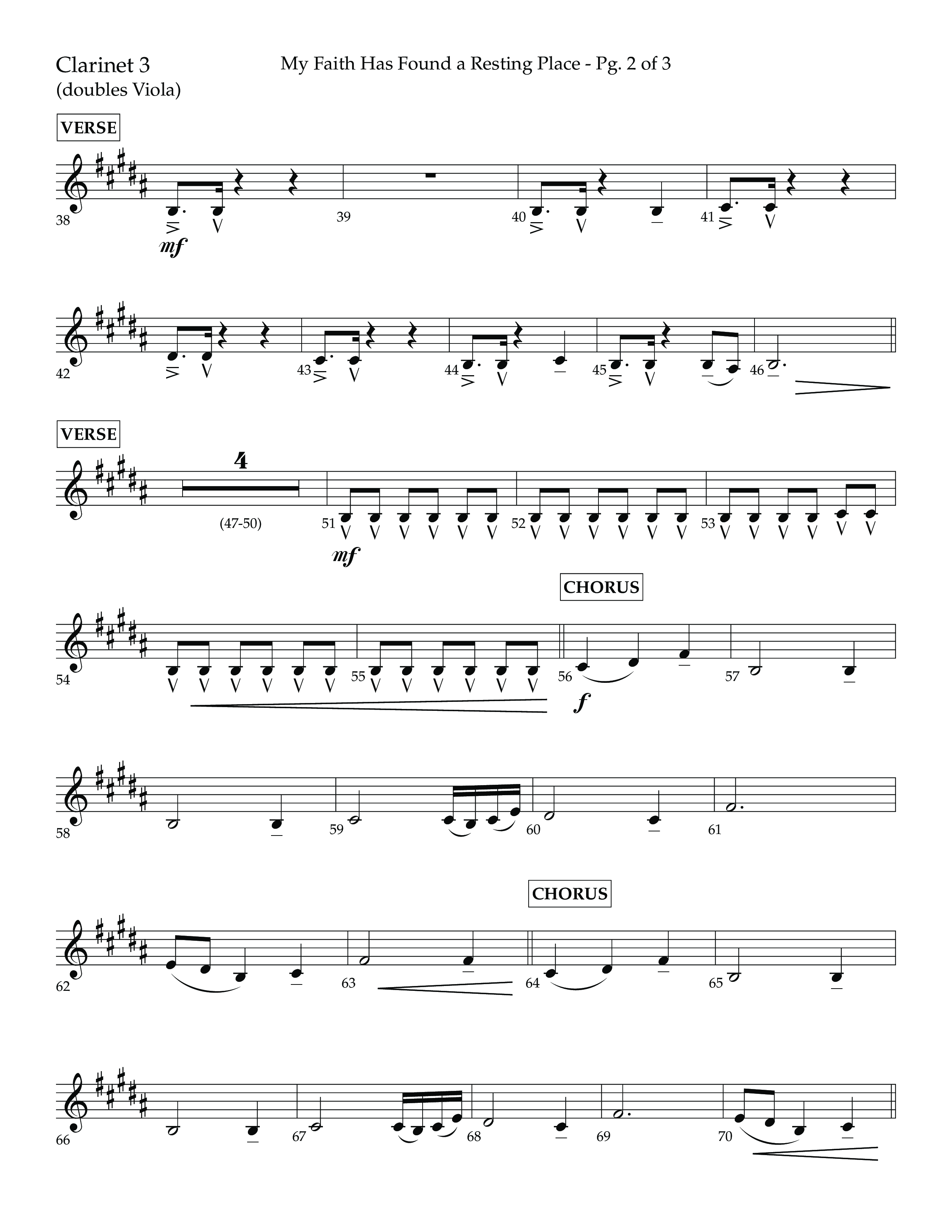 My Faith Has Found a Resting Place (Forever Found) (Choral Anthem SATB) Clarinet 3 (Lifeway Choral / Arr. John Bolin / Orch. Cliff Duren)