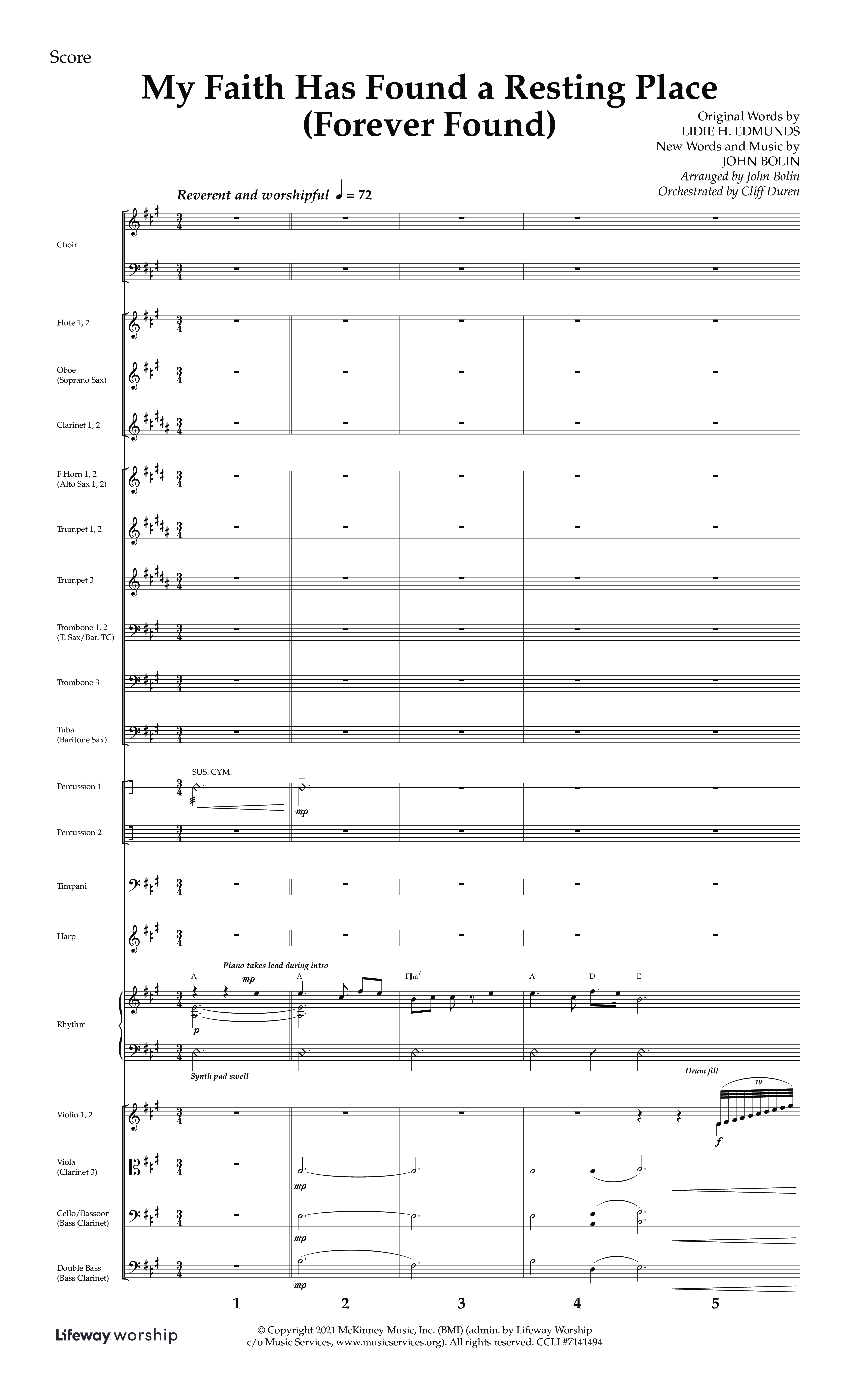 My Faith Has Found a Resting Place (Forever Found) (Choral Anthem SATB) Conductor's Score (Lifeway Choral / Arr. John Bolin / Orch. Cliff Duren)