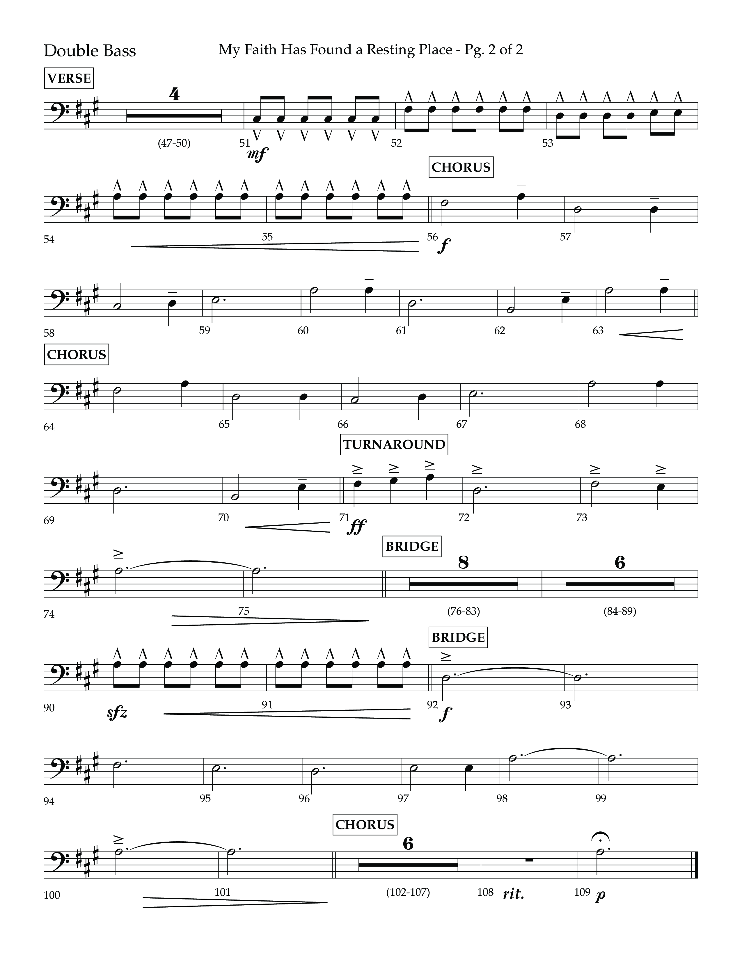 My Faith Has Found a Resting Place (Forever Found) (Choral Anthem SATB) Double Bass (Lifeway Choral / Arr. John Bolin / Orch. Cliff Duren)