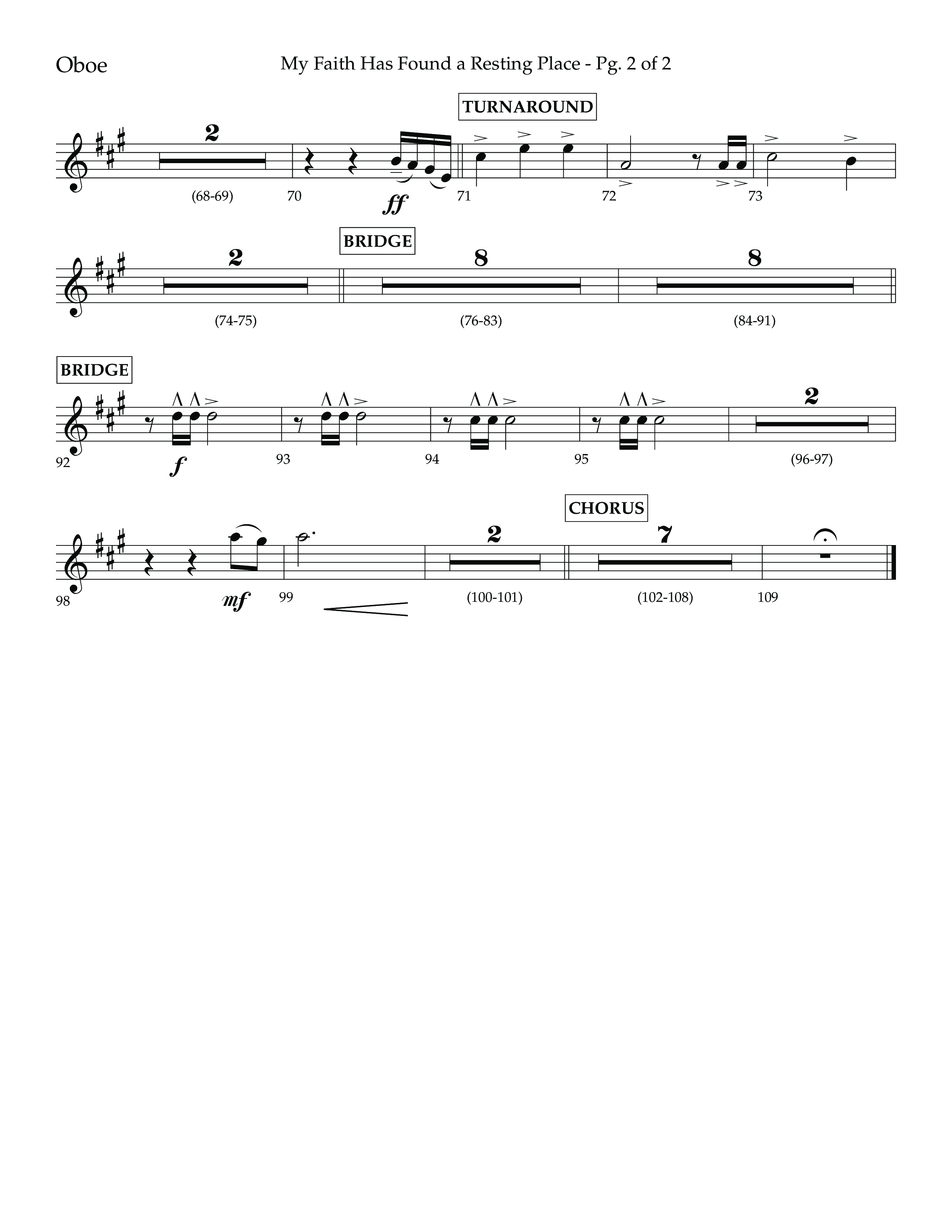 My Faith Has Found a Resting Place (Forever Found) (Choral Anthem SATB) Oboe (Lifeway Choral / Arr. John Bolin / Orch. Cliff Duren)