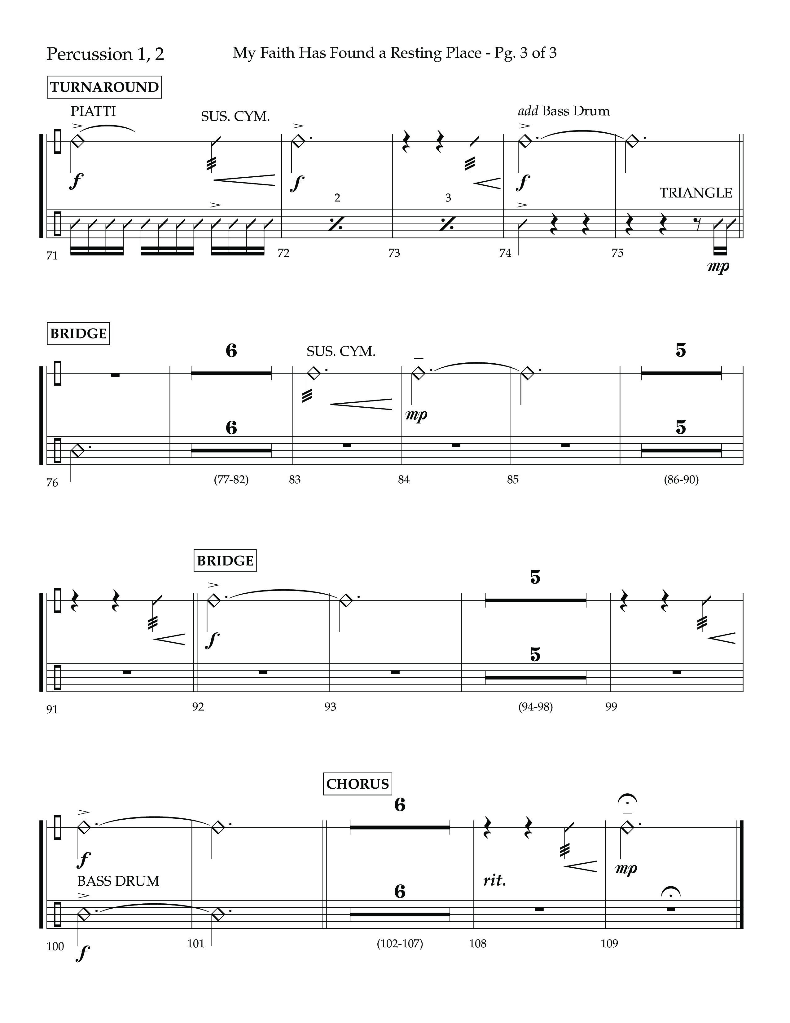 My Faith Has Found a Resting Place (Forever Found) (Choral Anthem SATB) Percussion 1/2 (Lifeway Choral / Arr. John Bolin / Orch. Cliff Duren)