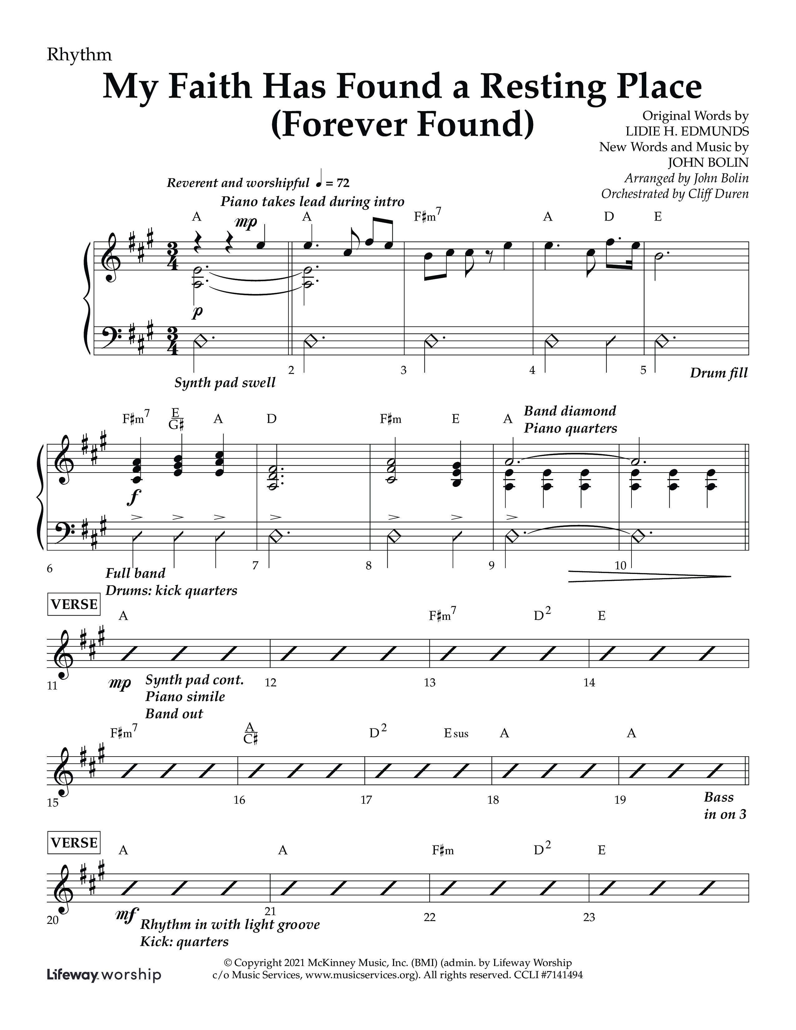 My Faith Has Found a Resting Place (Forever Found) (Choral Anthem SATB) Lead Melody & Rhythm (Lifeway Choral / Arr. John Bolin / Orch. Cliff Duren)