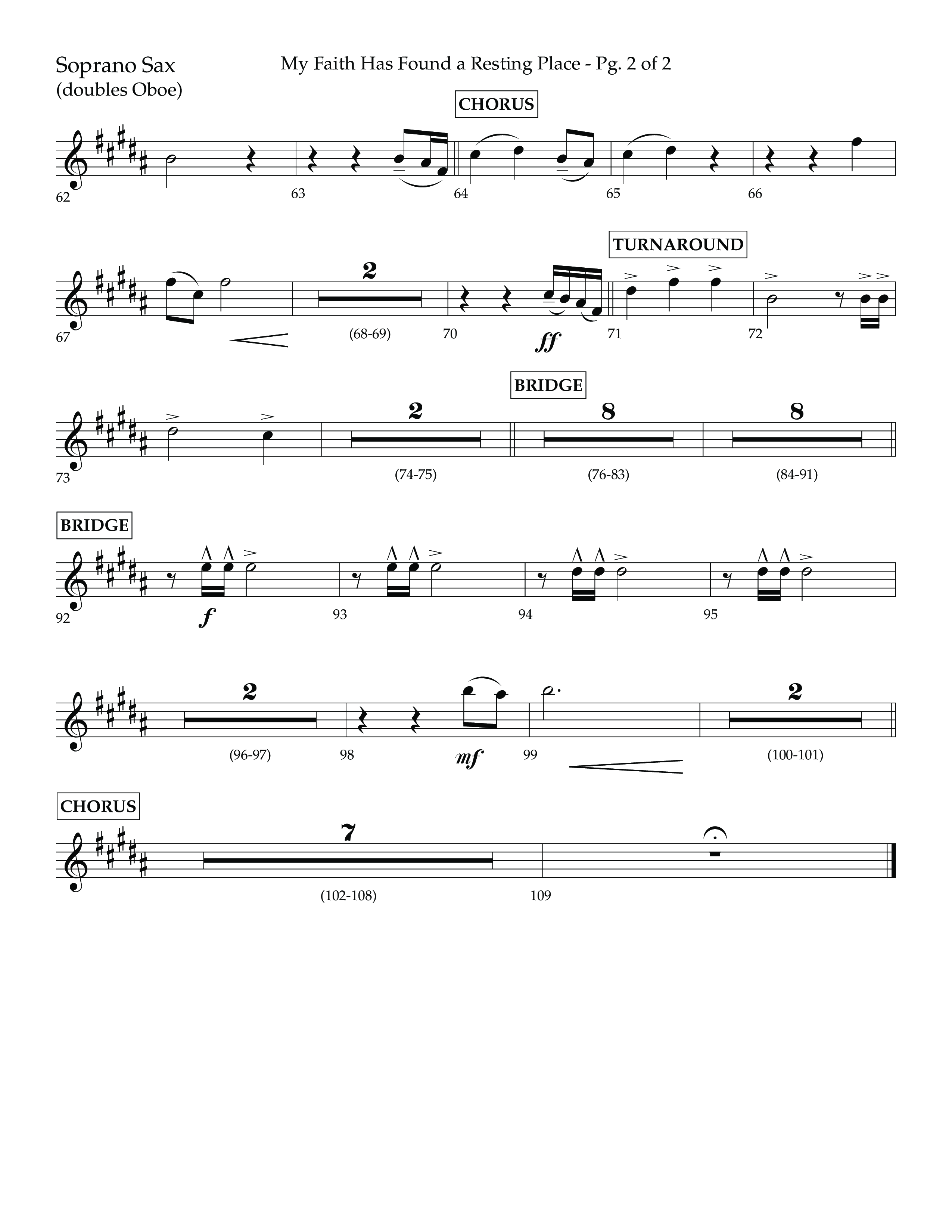 My Faith Has Found a Resting Place (Forever Found) (Choral Anthem SATB) Soprano Sax (Lifeway Choral / Arr. John Bolin / Orch. Cliff Duren)