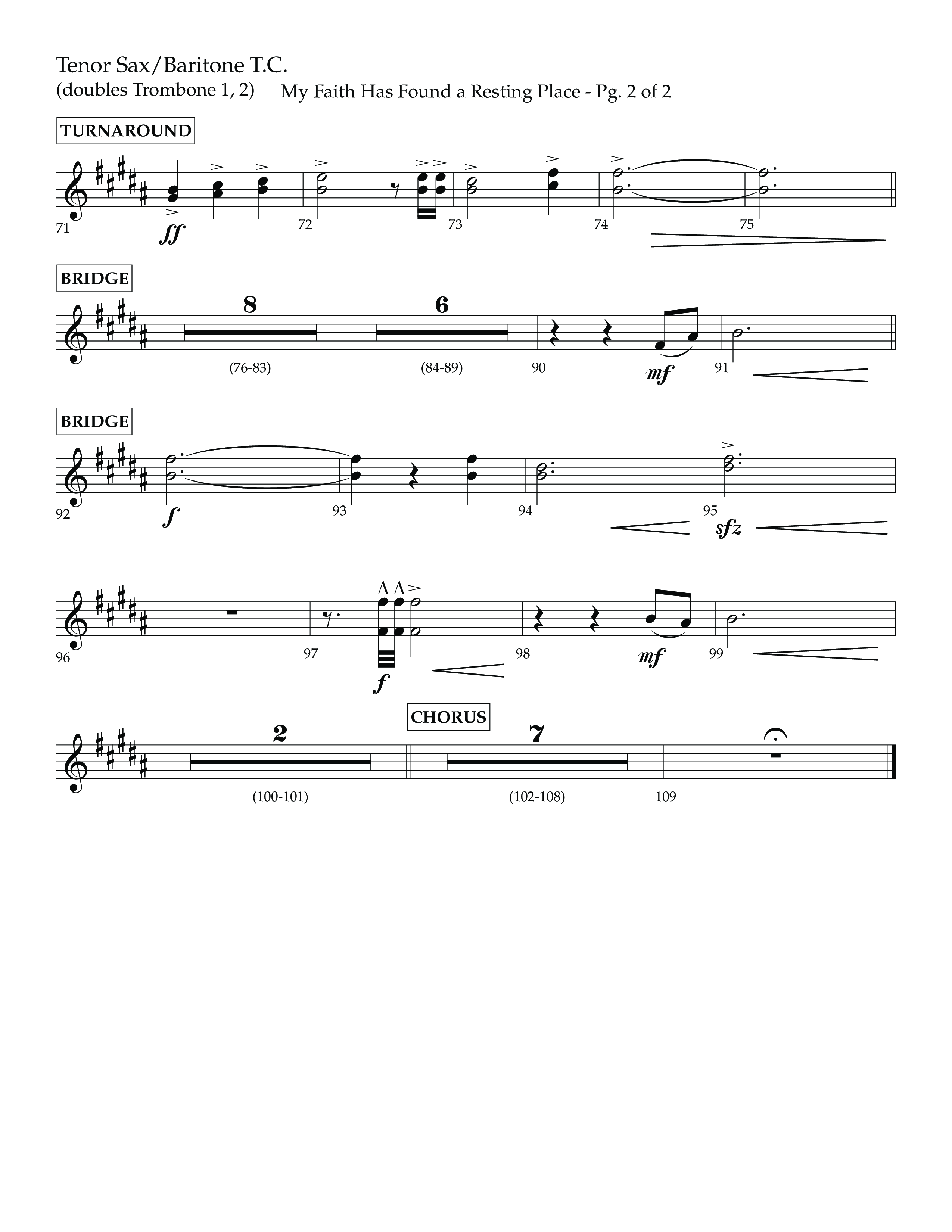 My Faith Has Found a Resting Place (Forever Found) (Choral Anthem SATB) Tenor Sax/Baritone T.C. (Lifeway Choral / Arr. John Bolin / Orch. Cliff Duren)