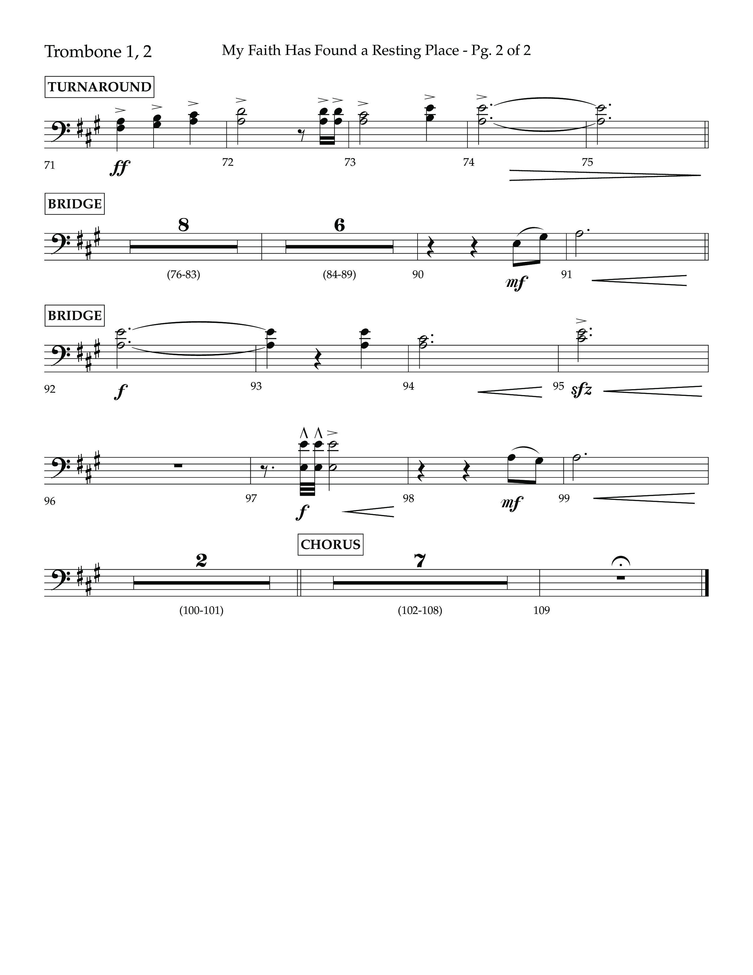 My Faith Has Found a Resting Place (Forever Found) (Choral Anthem SATB) Trombone 1/2 (Lifeway Choral / Arr. John Bolin / Orch. Cliff Duren)
