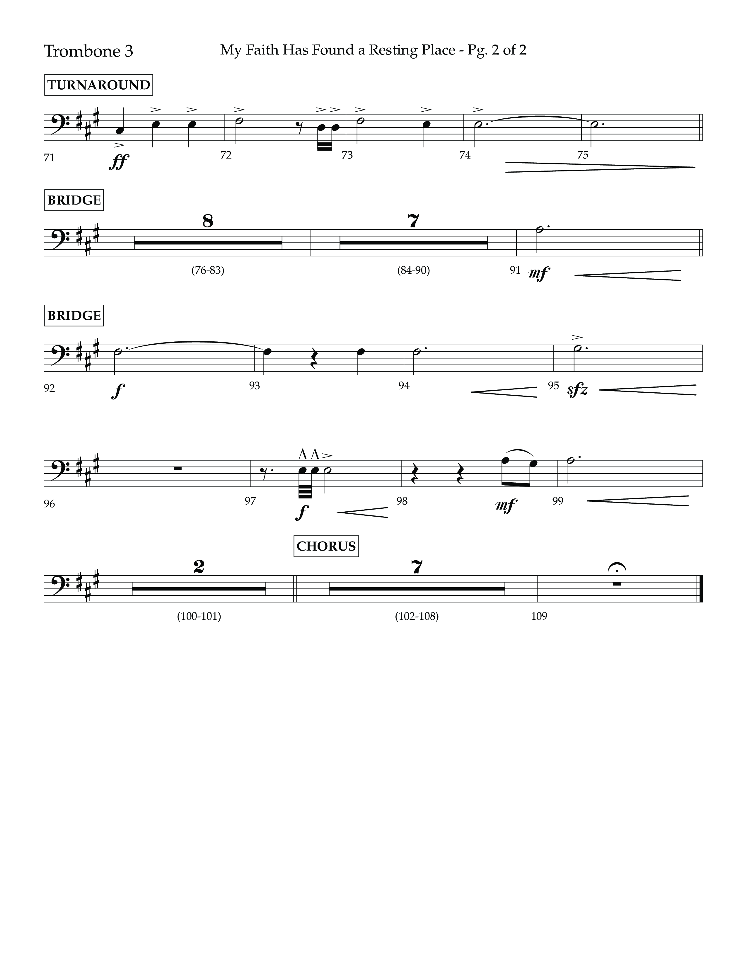 My Faith Has Found a Resting Place (Forever Found) (Choral Anthem SATB) Trombone 3 (Lifeway Choral / Arr. John Bolin / Orch. Cliff Duren)