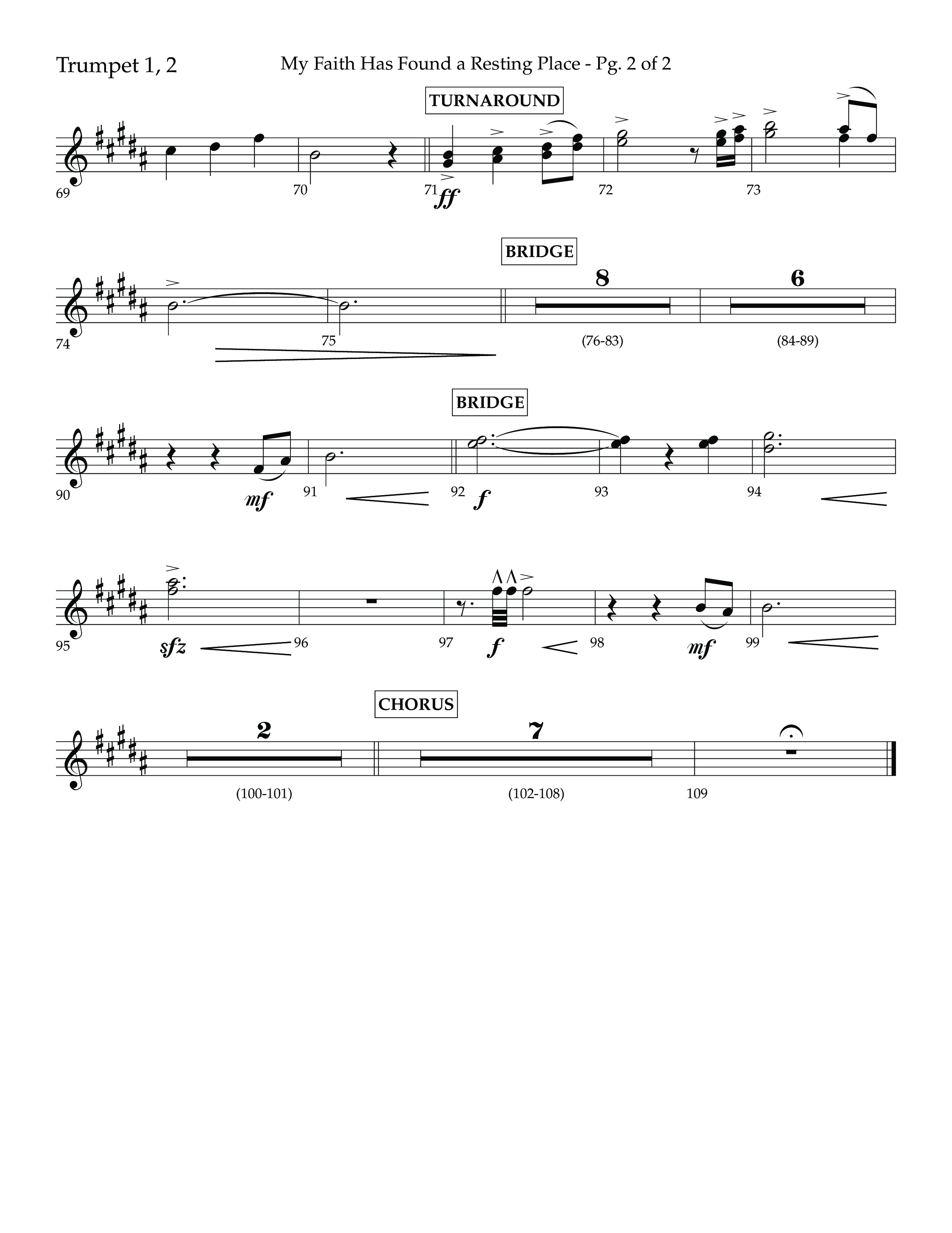 My Faith Has Found a Resting Place (Forever Found) (Choral Anthem SATB) Trumpet 1,2 (Lifeway Choral / Arr. John Bolin / Orch. Cliff Duren)