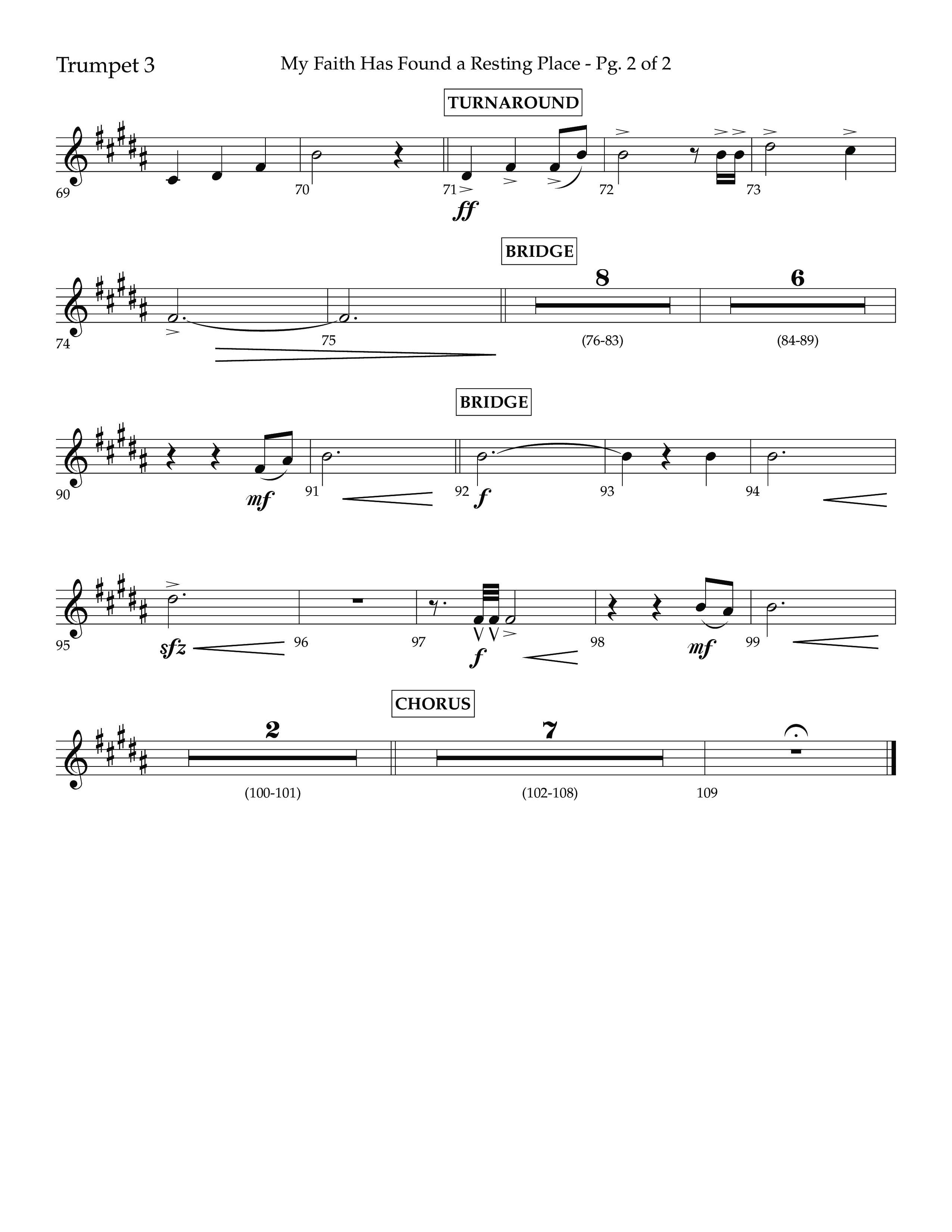 My Faith Has Found a Resting Place (Forever Found) (Choral Anthem SATB) Trumpet 3 (Lifeway Choral / Arr. John Bolin / Orch. Cliff Duren)