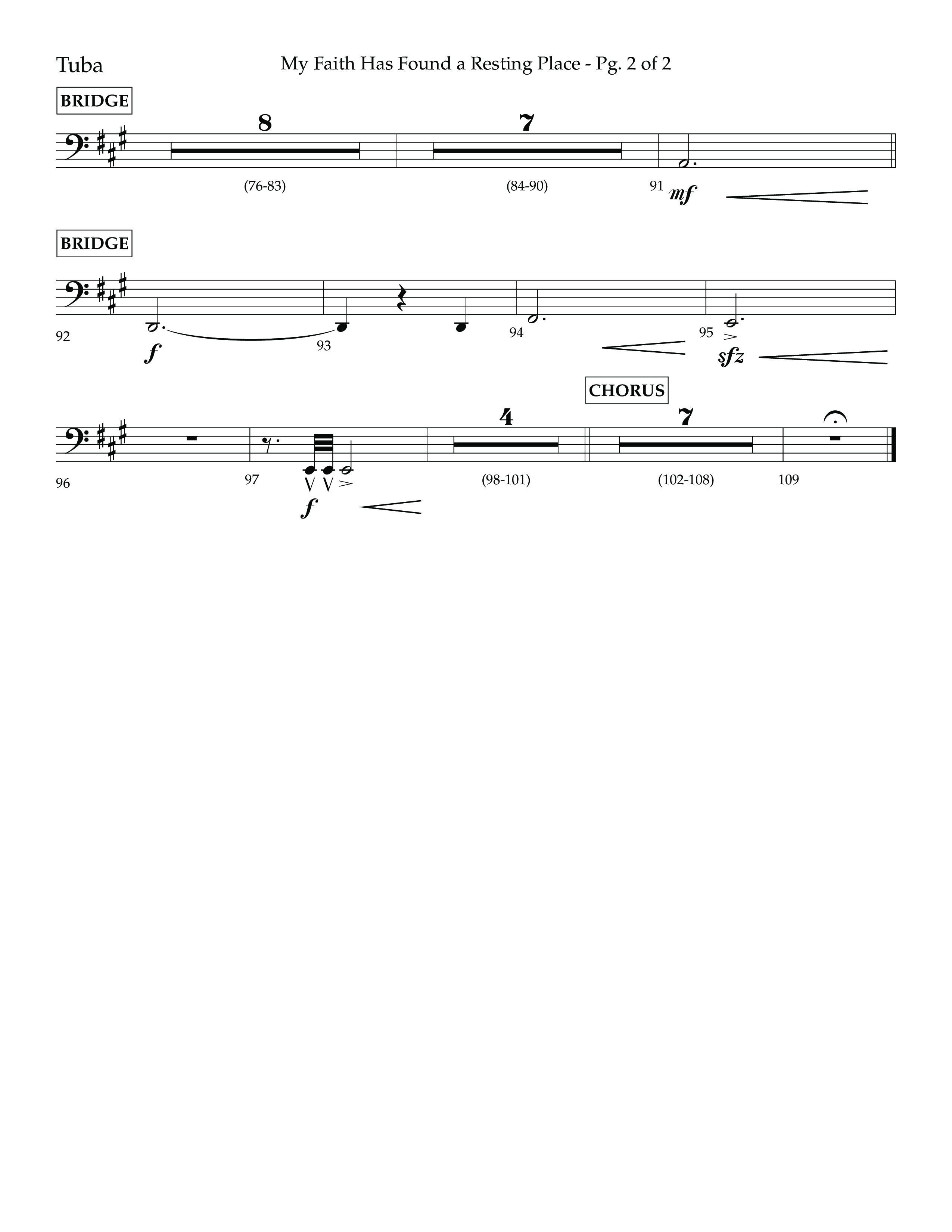 My Faith Has Found a Resting Place (Forever Found) (Choral Anthem SATB) Tuba (Lifeway Choral / Arr. John Bolin / Orch. Cliff Duren)