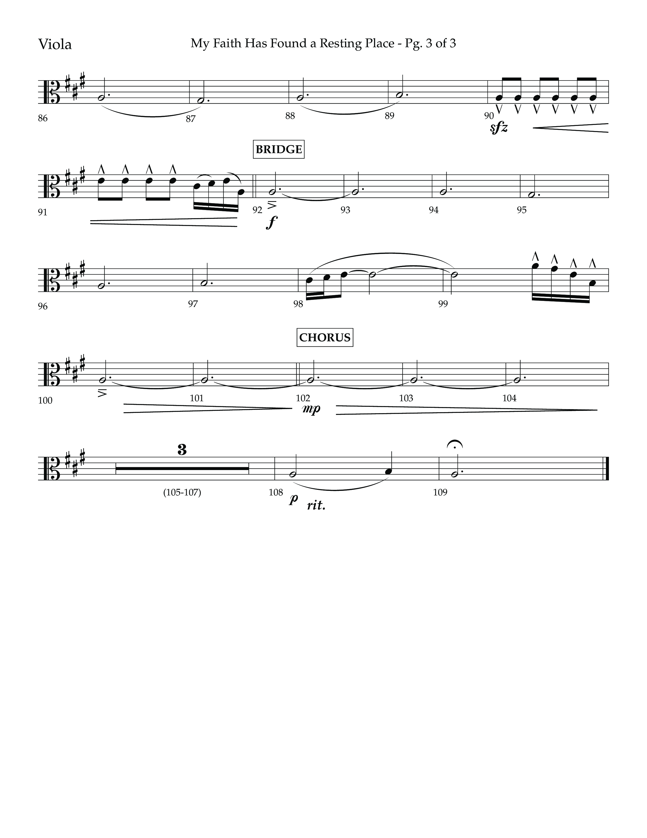 My Faith Has Found a Resting Place (Forever Found) (Choral Anthem SATB) Viola (Lifeway Choral / Arr. John Bolin / Orch. Cliff Duren)