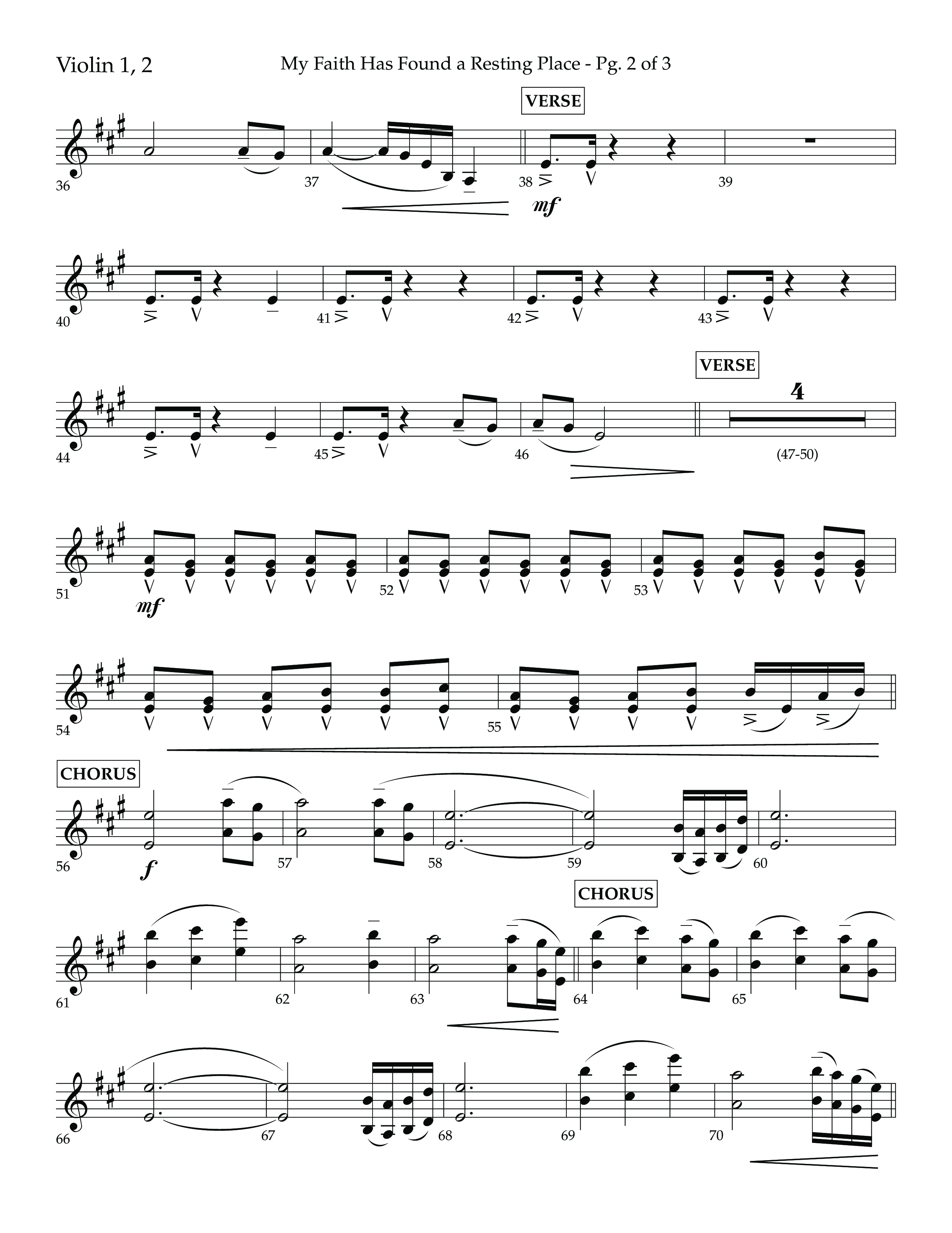 My Faith Has Found a Resting Place (Forever Found) (Choral Anthem SATB) Violin 1/2 (Lifeway Choral / Arr. John Bolin / Orch. Cliff Duren)