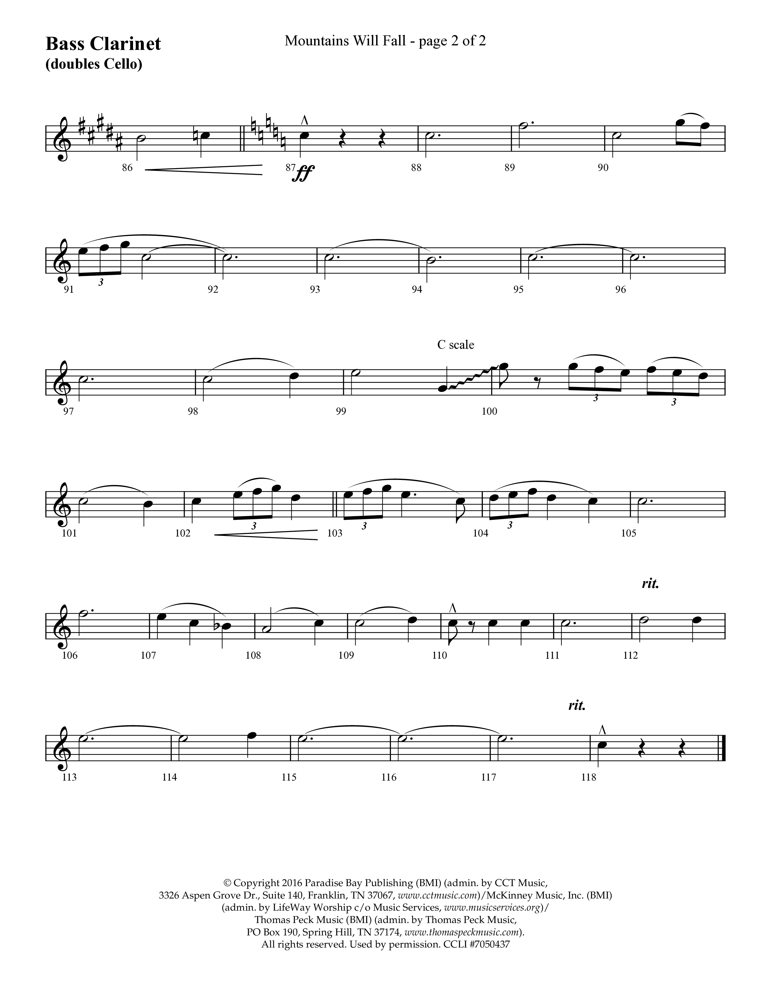Mountains Will Fall with Got Any Rivers (Choral Anthem SATB) Bass Clarinet (Lifeway Choral / Arr. Cliff Duren)