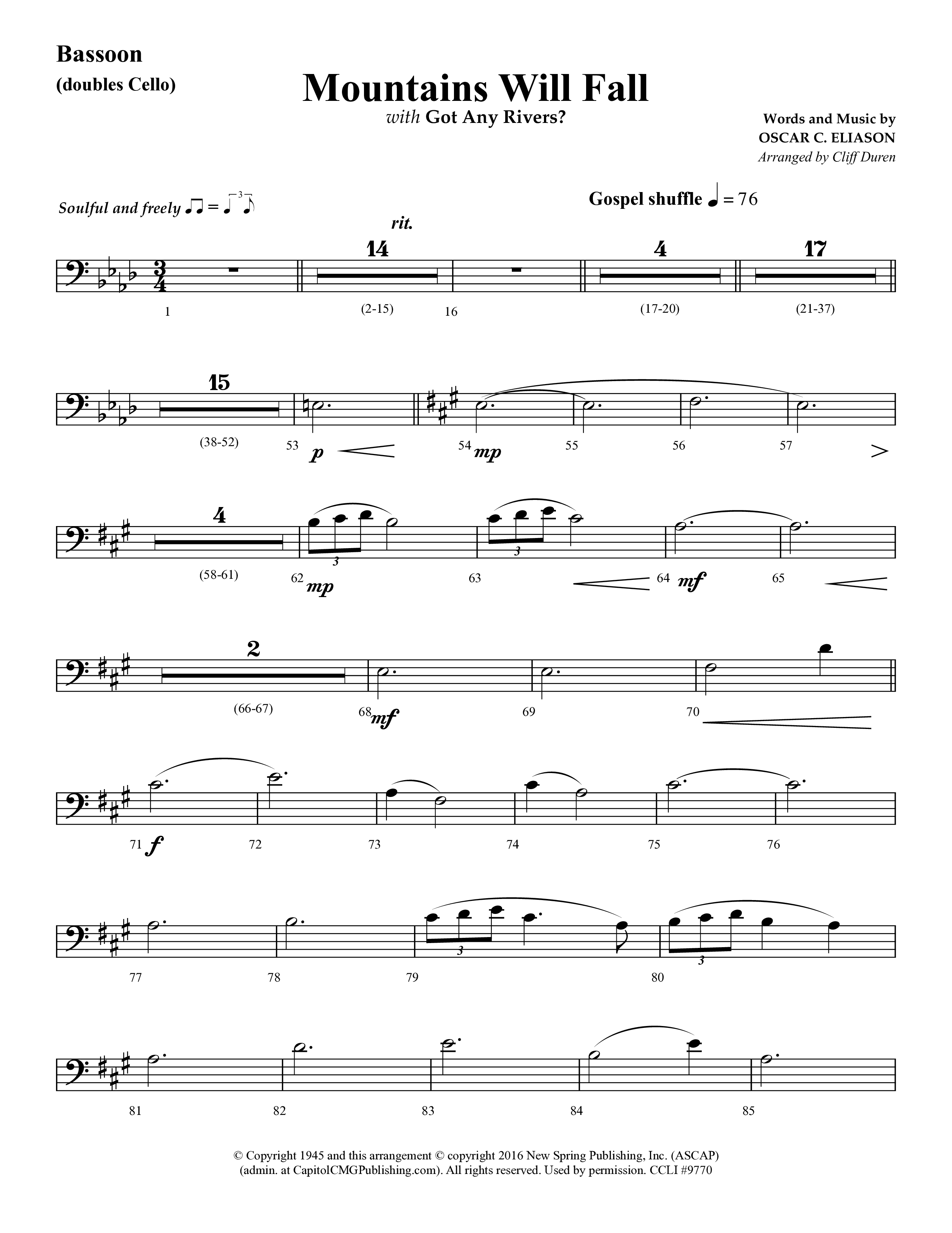 Mountains Will Fall with Got Any Rivers (Choral Anthem SATB) Bassoon (Lifeway Choral / Arr. Cliff Duren)