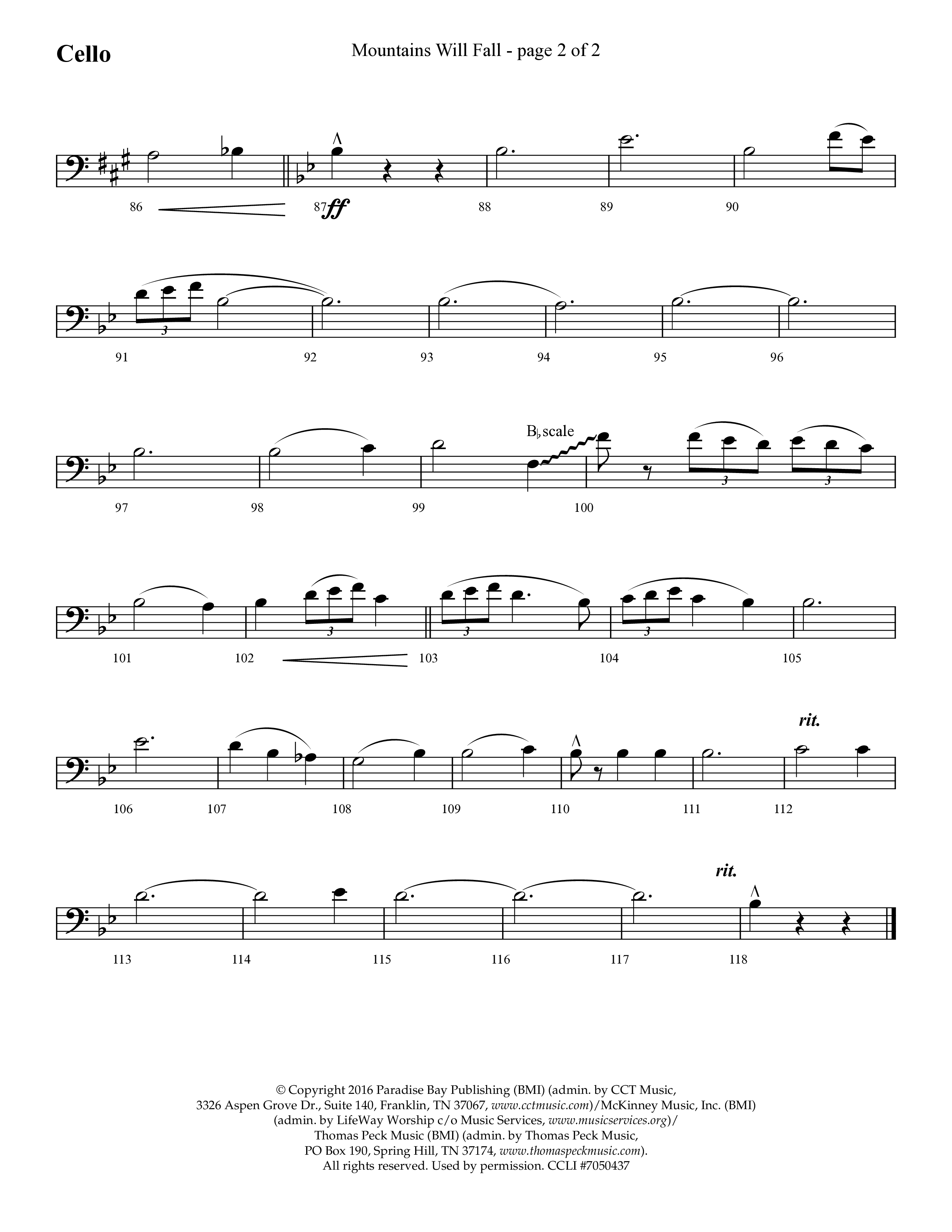 Mountains Will Fall with Got Any Rivers (Choral Anthem SATB) Cello (Lifeway Choral / Arr. Cliff Duren)