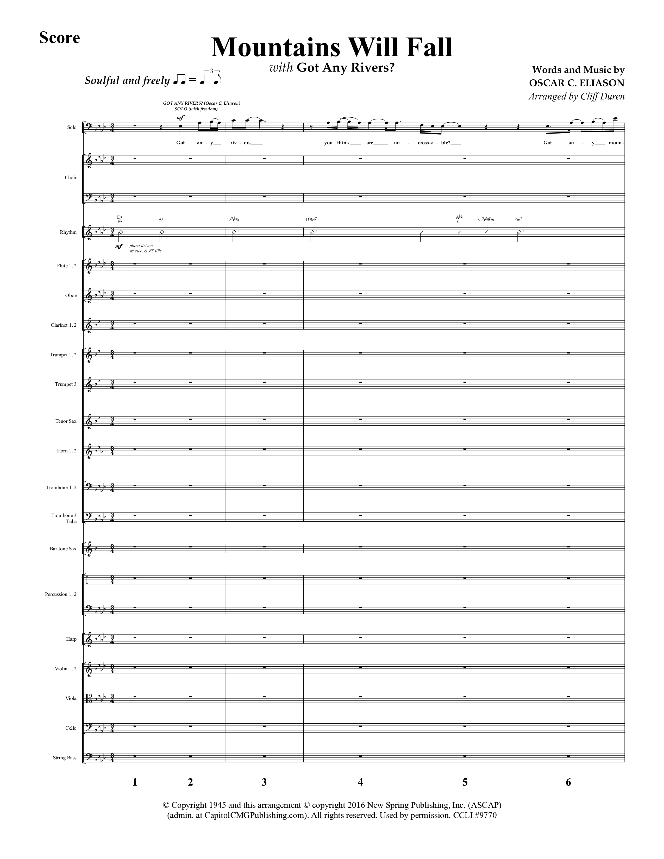 Mountains Will Fall with Got Any Rivers (Choral Anthem SATB) Orchestration (Lifeway Choral / Arr. Cliff Duren)