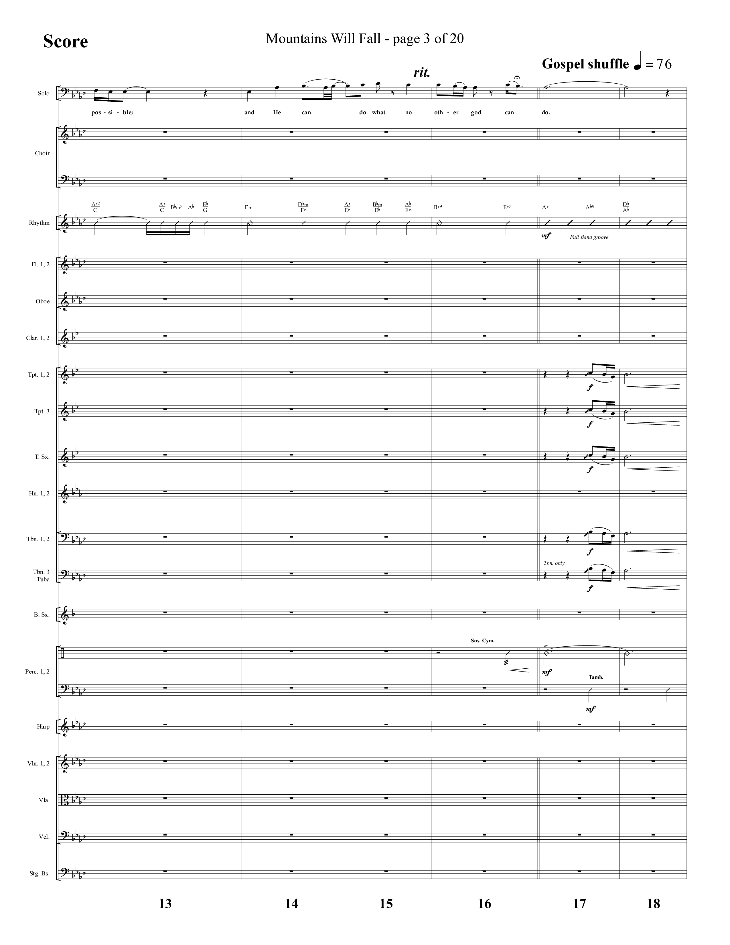 Mountains Will Fall with Got Any Rivers (Choral Anthem SATB) Orchestration (Lifeway Choral / Arr. Cliff Duren)