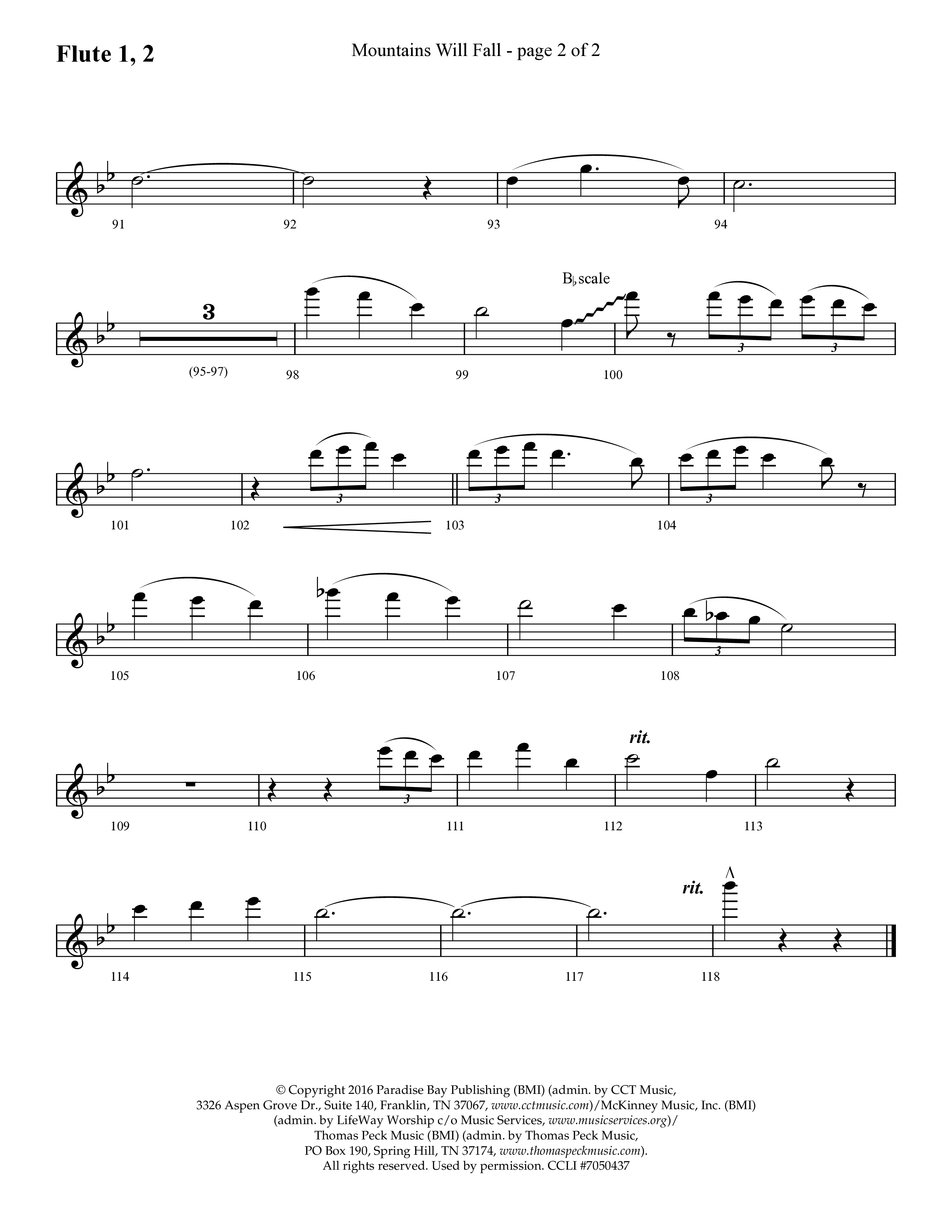 Mountains Will Fall with Got Any Rivers (Choral Anthem SATB) Flute 1/2 (Lifeway Choral / Arr. Cliff Duren)