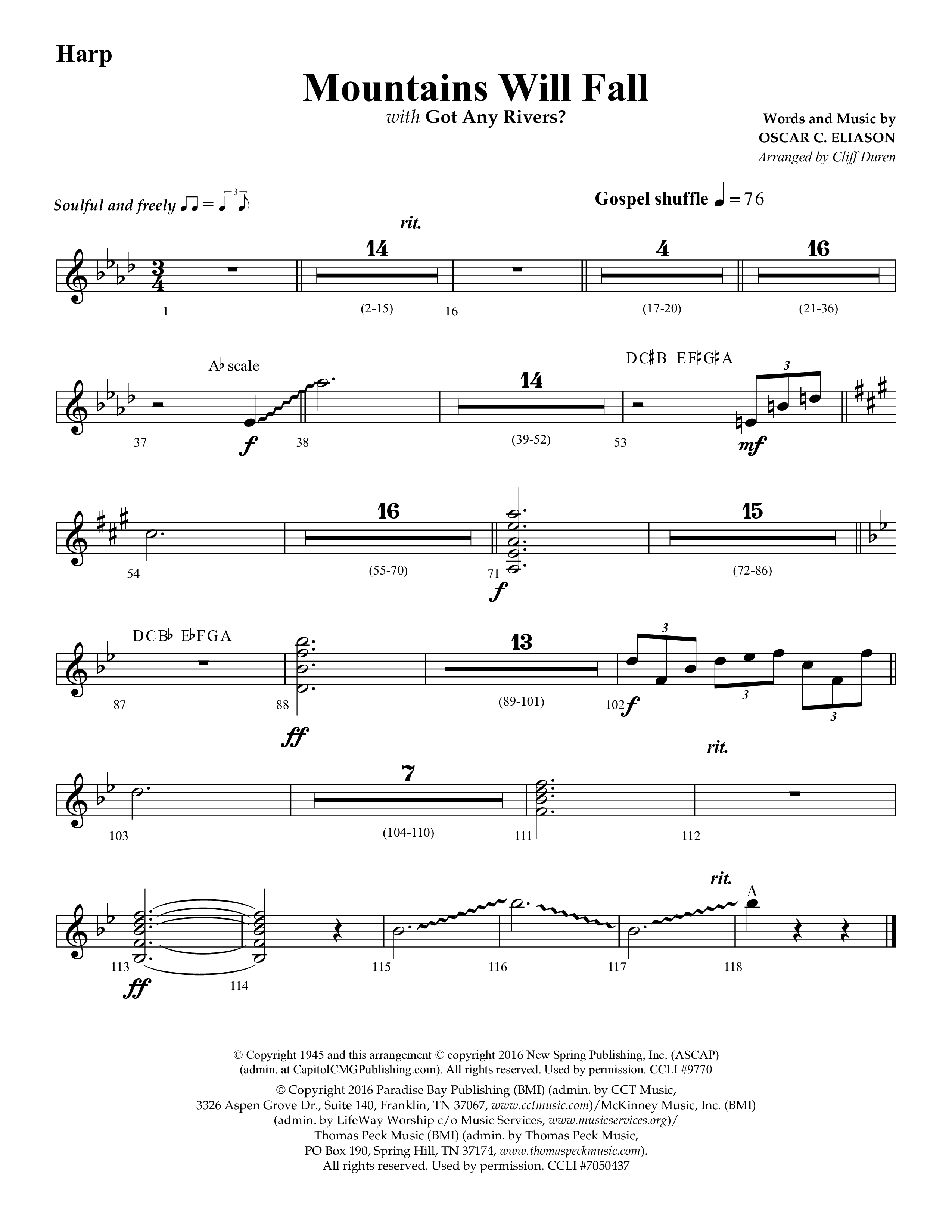 Mountains Will Fall with Got Any Rivers (Choral Anthem SATB) Harp (Lifeway Choral / Arr. Cliff Duren)
