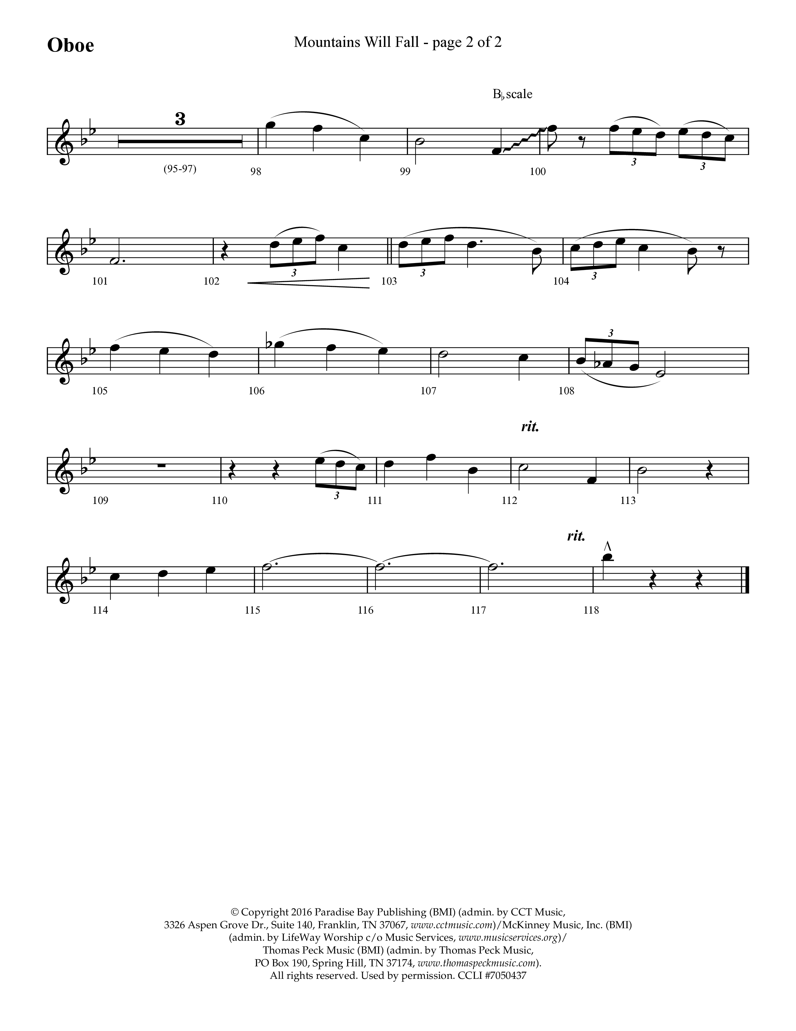 Mountains Will Fall with Got Any Rivers (Choral Anthem SATB) Oboe (Lifeway Choral / Arr. Cliff Duren)