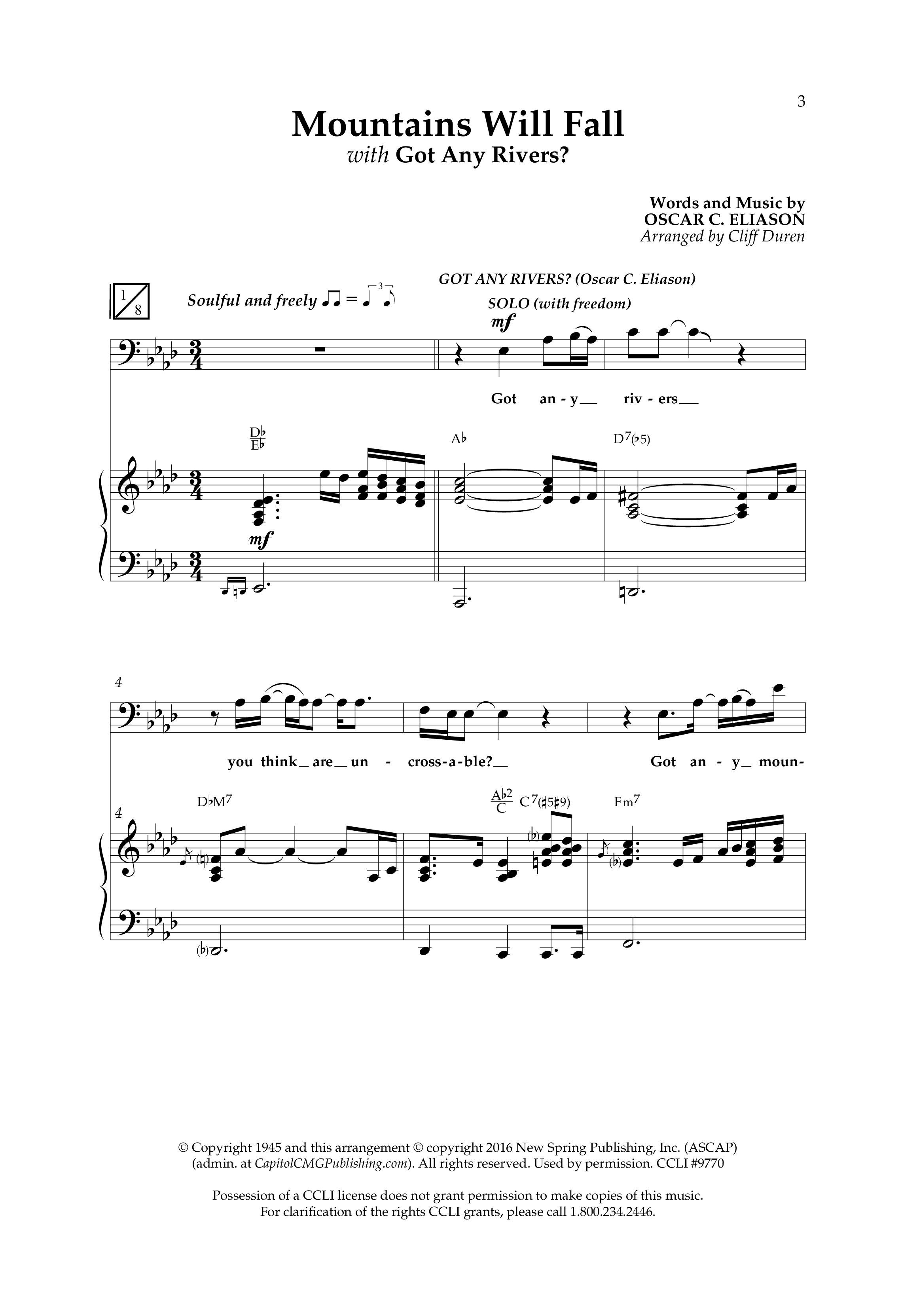 Mountains Will Fall with Got Any Rivers (Choral Anthem SATB) Anthem (SATB/Piano) (Lifeway Choral / Arr. Cliff Duren)