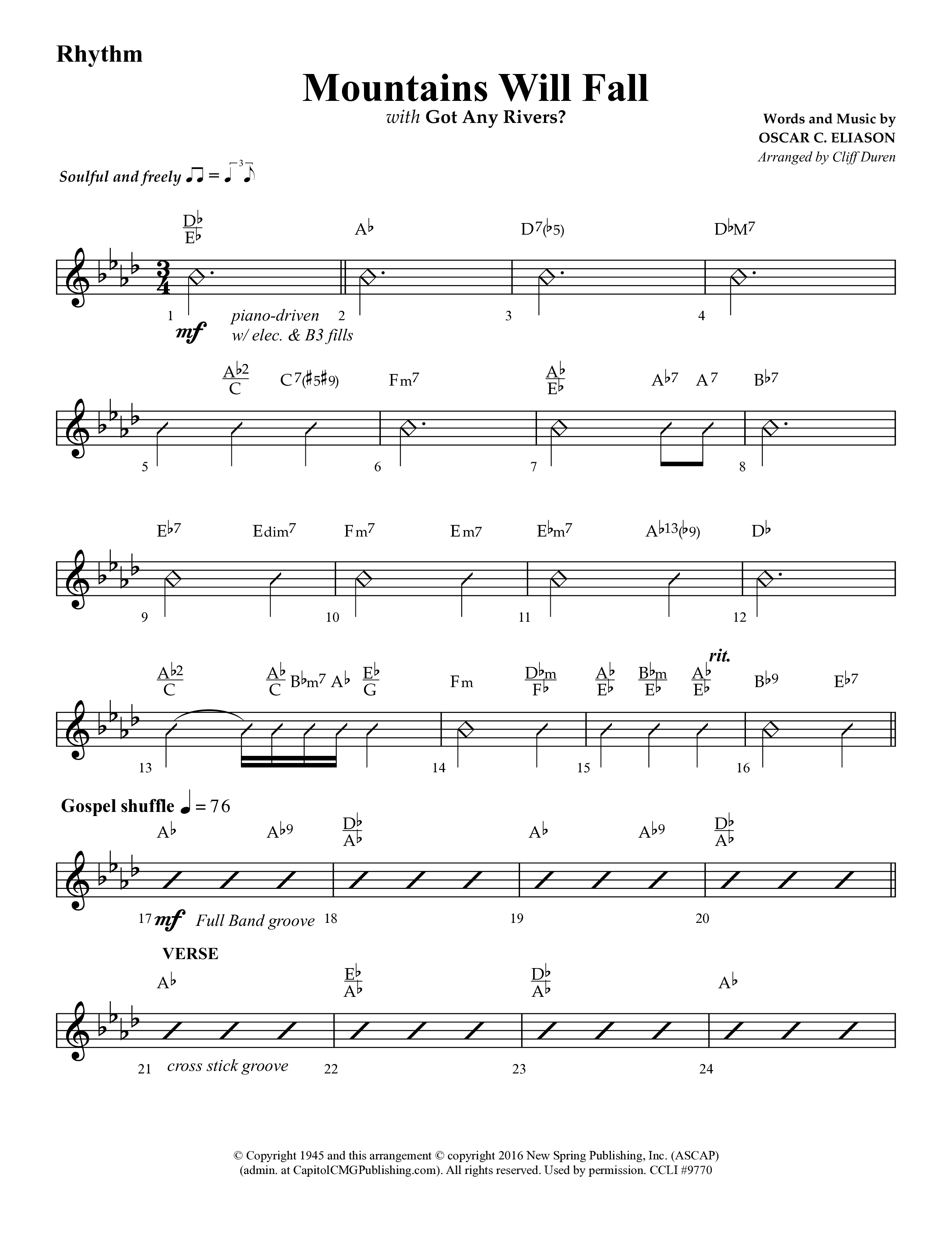Mountains Will Fall with Got Any Rivers (Choral Anthem SATB) Lead Melody & Rhythm (Lifeway Choral / Arr. Cliff Duren)