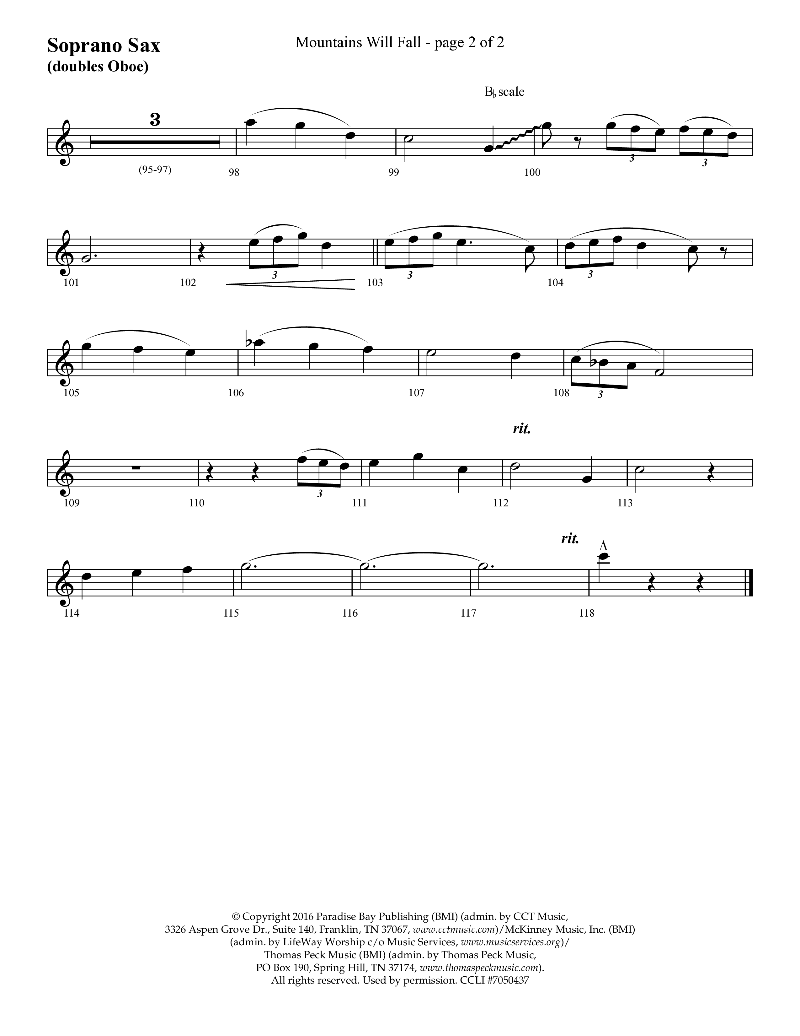 Mountains Will Fall with Got Any Rivers (Choral Anthem SATB) Soprano Sax (Lifeway Choral / Arr. Cliff Duren)