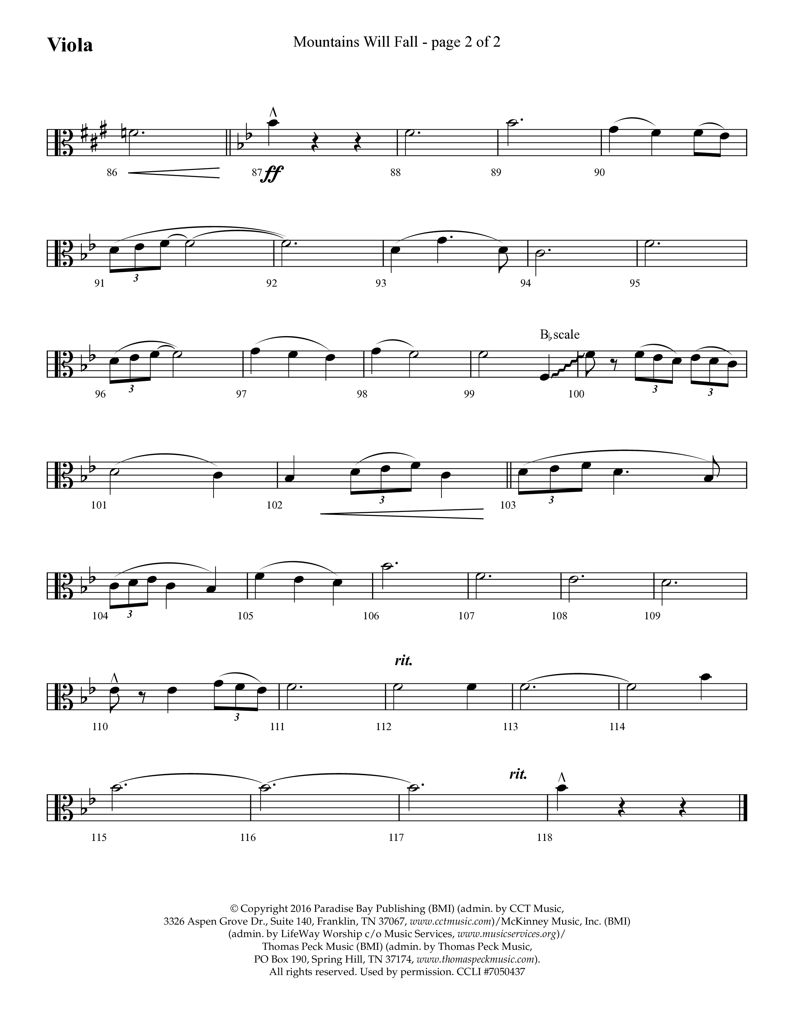Mountains Will Fall with Got Any Rivers (Choral Anthem SATB) Viola (Lifeway Choral / Arr. Cliff Duren)