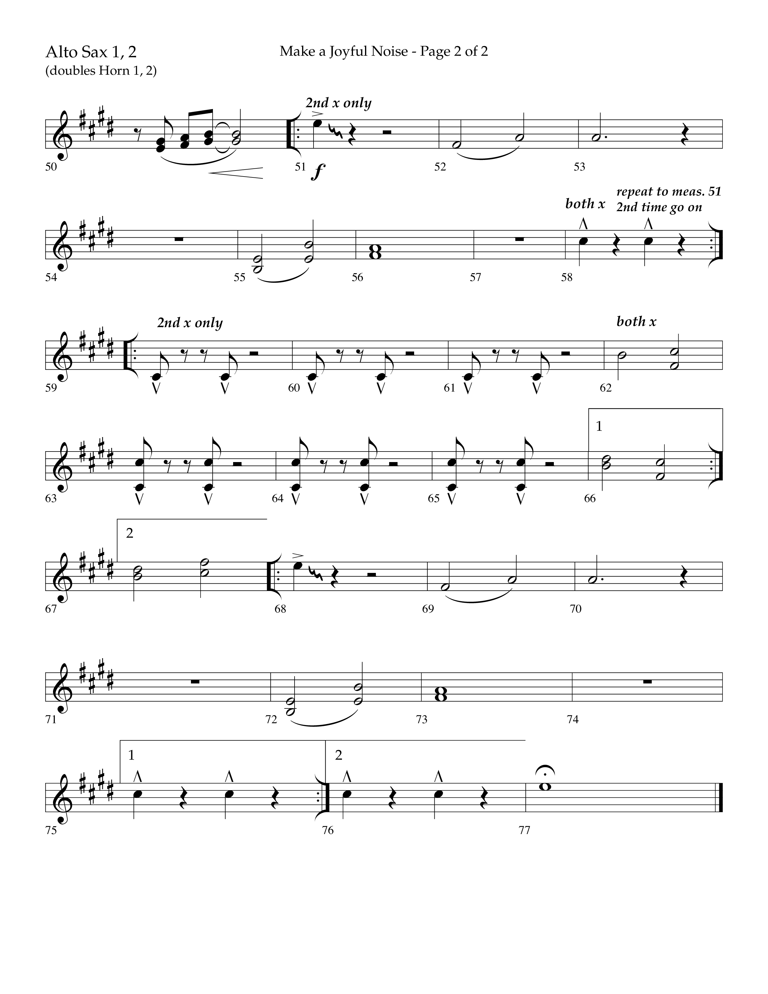 Make A Joyful Noise (Choral Anthem SATB) Alto Sax 1/2 (Lifeway Choral / Arr. David Wise / Orch. Daniel Semsen)