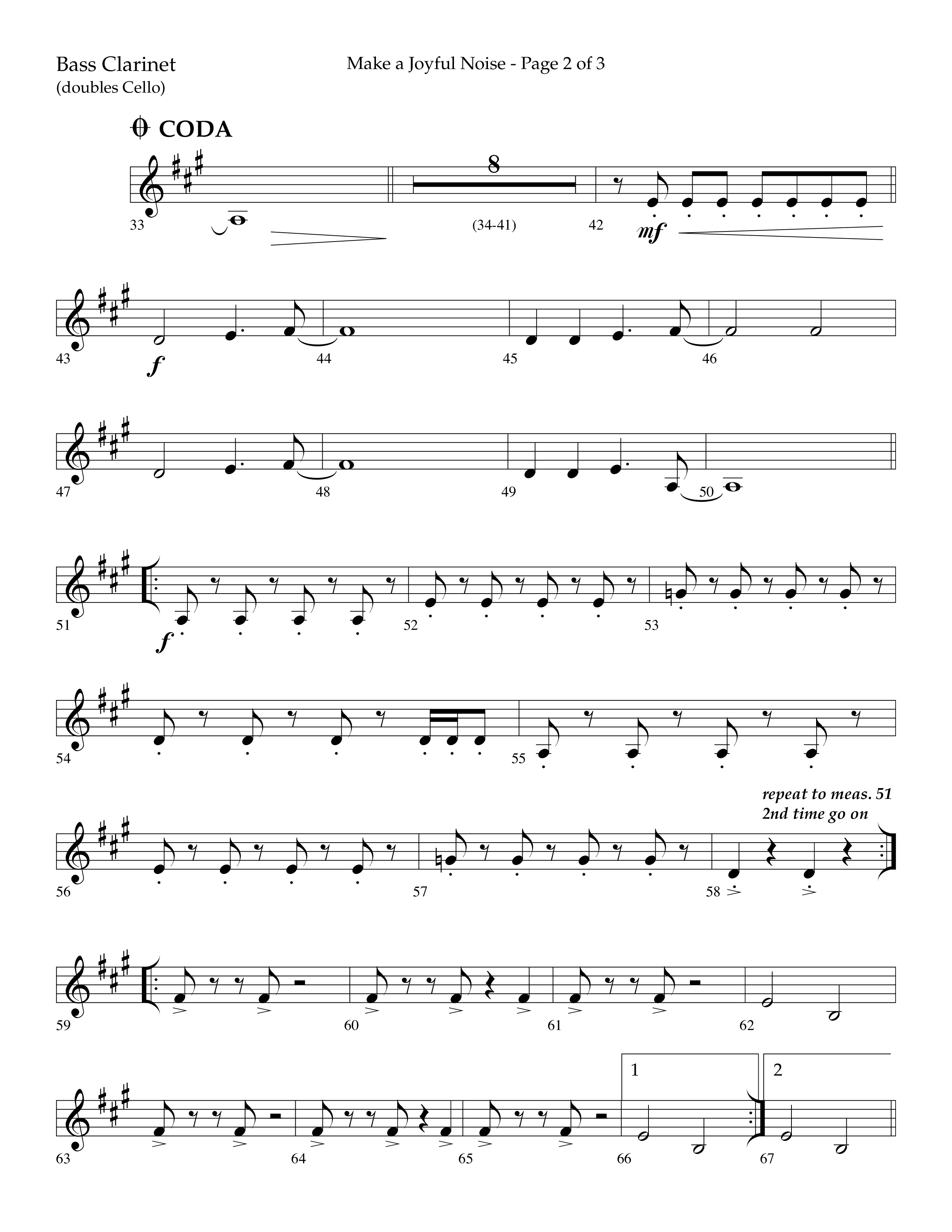 Make A Joyful Noise (Choral Anthem SATB) Bass Clarinet (Lifeway Choral / Arr. David Wise / Orch. Daniel Semsen)