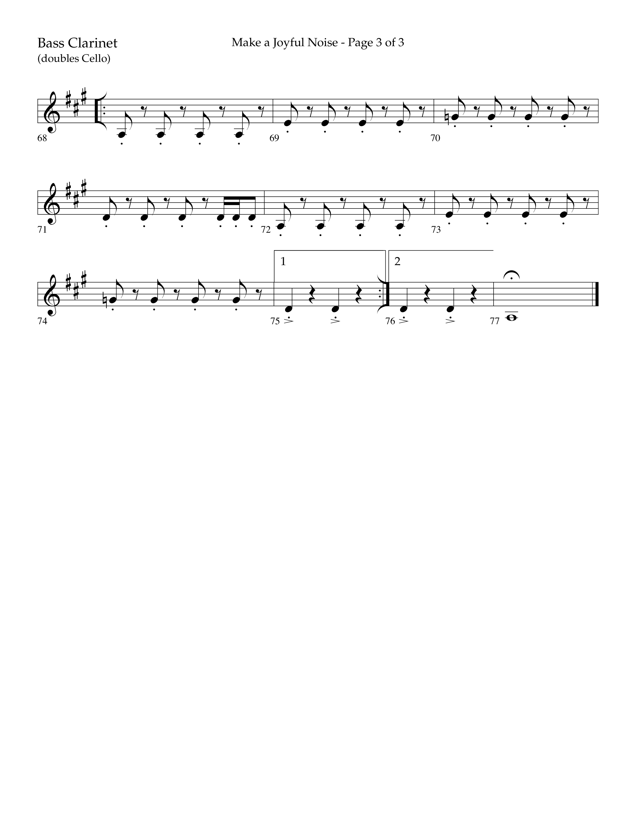 Make A Joyful Noise (Choral Anthem SATB) Bass Clarinet (Lifeway Choral / Arr. David Wise / Orch. Daniel Semsen)