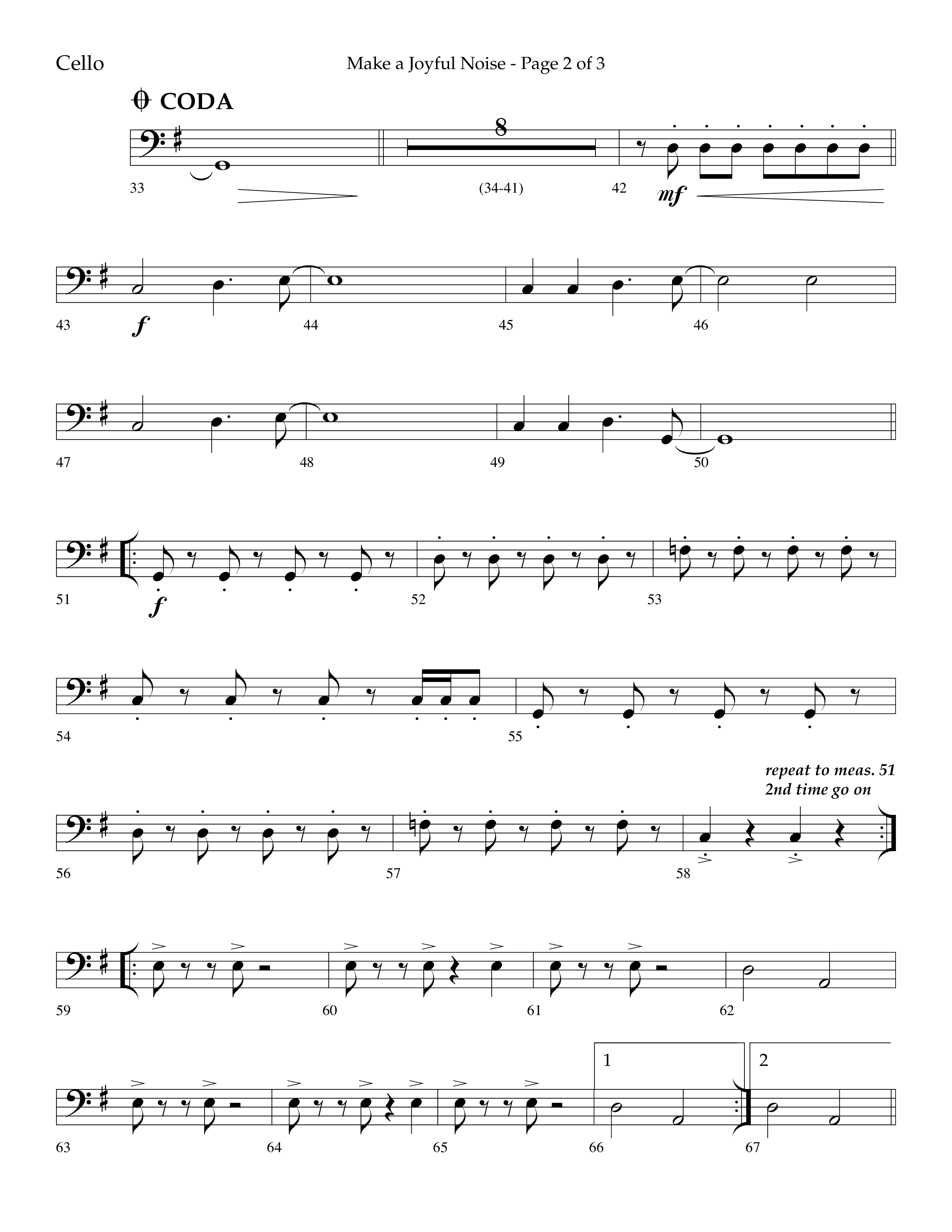 Make A Joyful Noise (Choral Anthem SATB) Cello (Lifeway Choral / Arr. David Wise / Orch. Daniel Semsen)