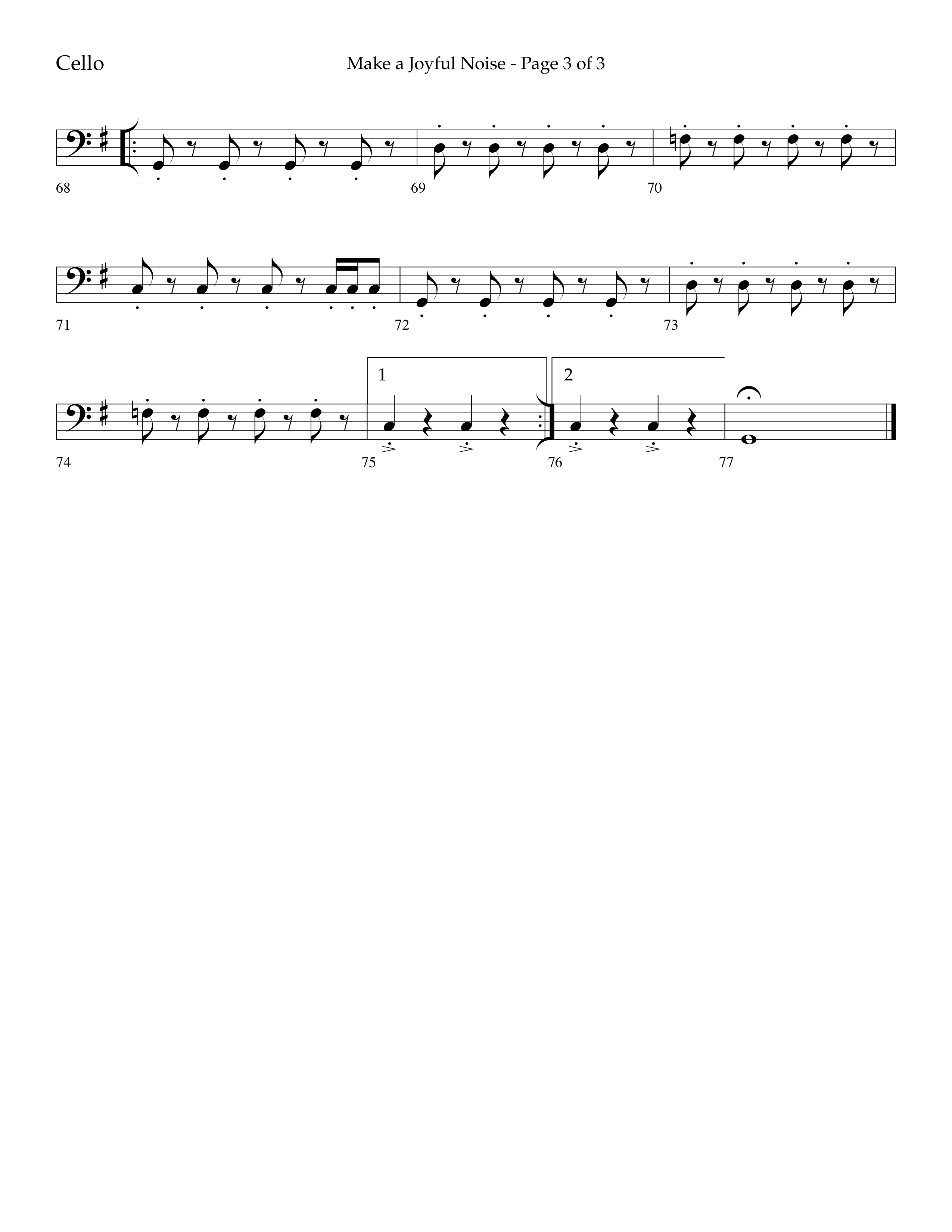 Make A Joyful Noise (Choral Anthem SATB) Cello (Lifeway Choral / Arr. David Wise / Orch. Daniel Semsen)