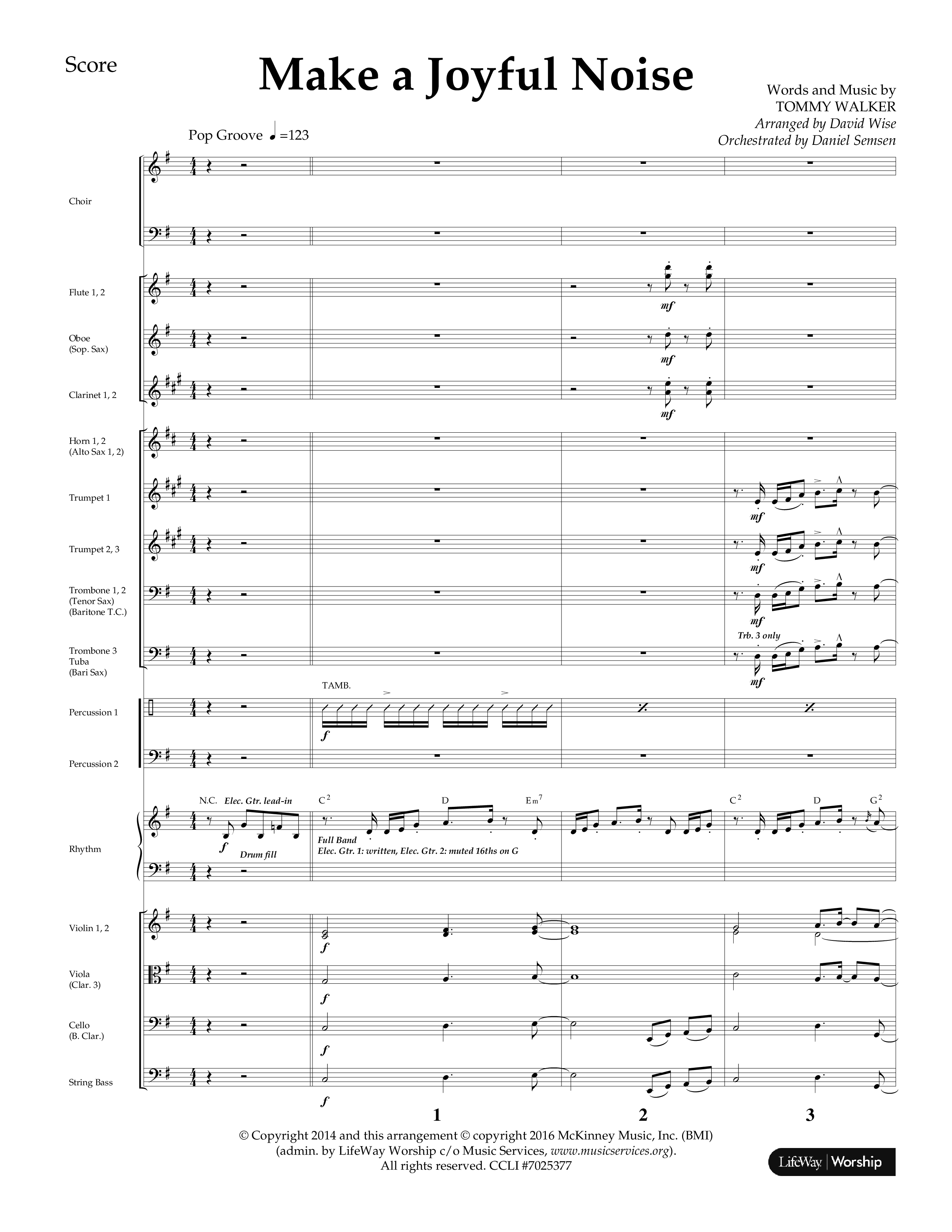 Make A Joyful Noise (Choral Anthem SATB) Conductor's Score (Lifeway Choral / Arr. David Wise / Orch. Daniel Semsen)