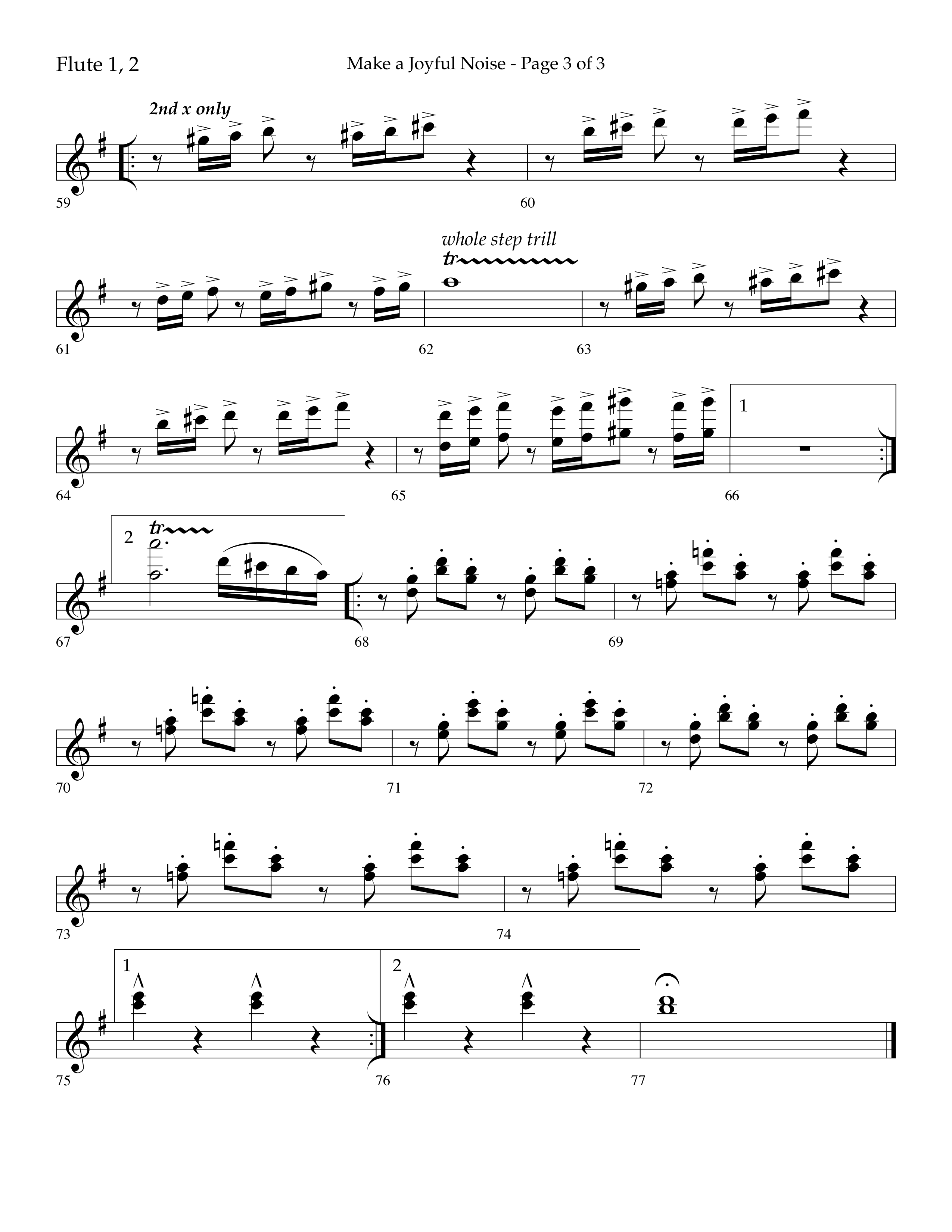 Make A Joyful Noise (Choral Anthem SATB) Flute 1/2 (Lifeway Choral / Arr. David Wise / Orch. Daniel Semsen)