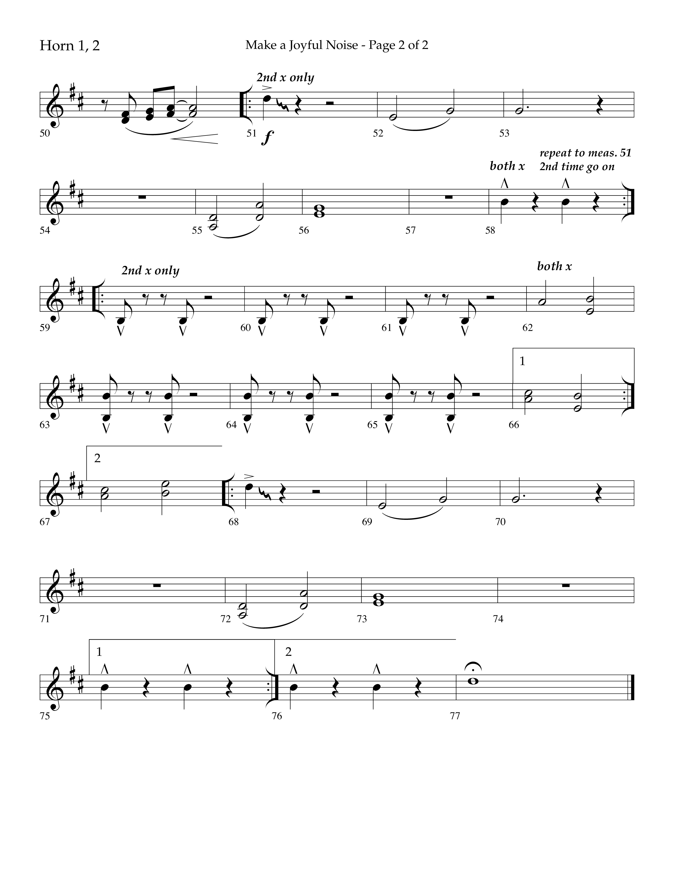 Make A Joyful Noise (Choral Anthem SATB) French Horn 1/2 (Lifeway Choral / Arr. David Wise / Orch. Daniel Semsen)